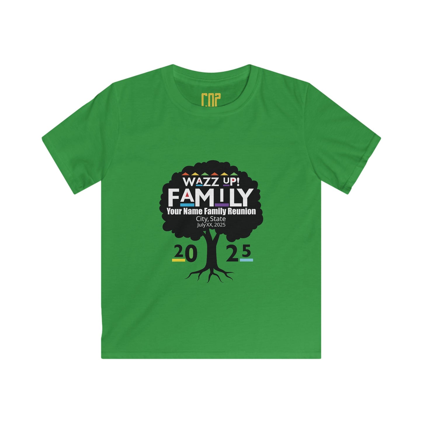 Family Reunion Kids Tee, Personalized Family Shirt, Kids Softstyle Tee, Fun Family Gathering Outfit, Wazz Up Family 2025 T-Shirt
