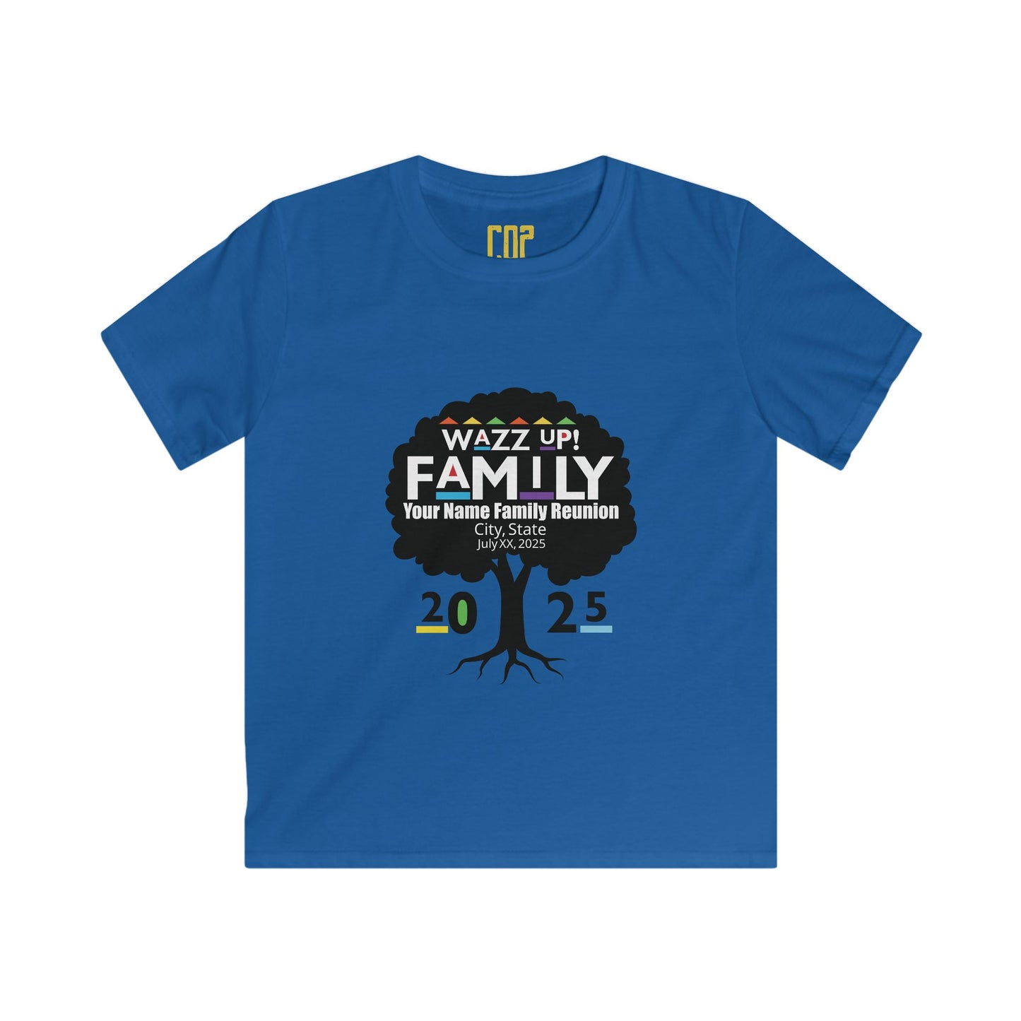 Family Reunion Kids Tee, Personalized Family Shirt, Kids Softstyle Tee, Fun Family Gathering Outfit, Wazz Up Family 2025 T-Shirt