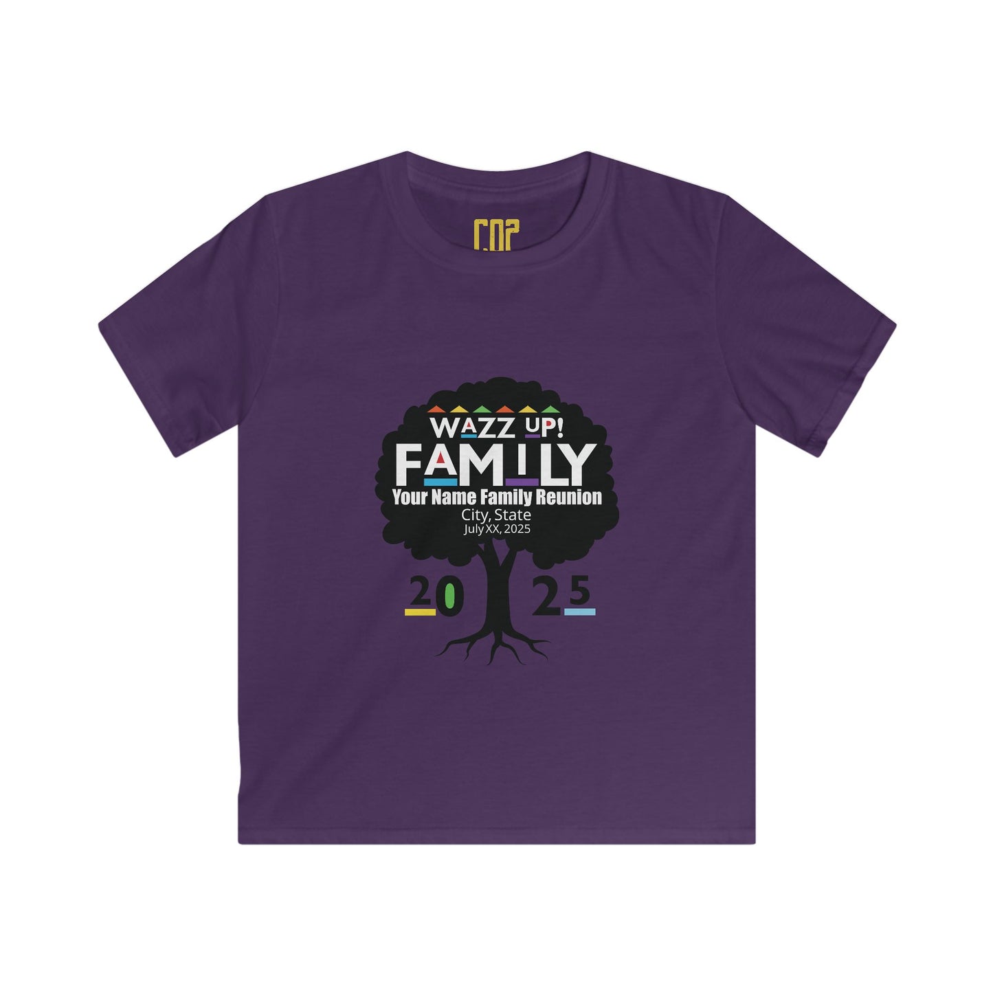 Family Reunion Kids Tee, Personalized Family Shirt, Kids Softstyle Tee, Fun Family Gathering Outfit, Wazz Up Family 2025 T-Shirt