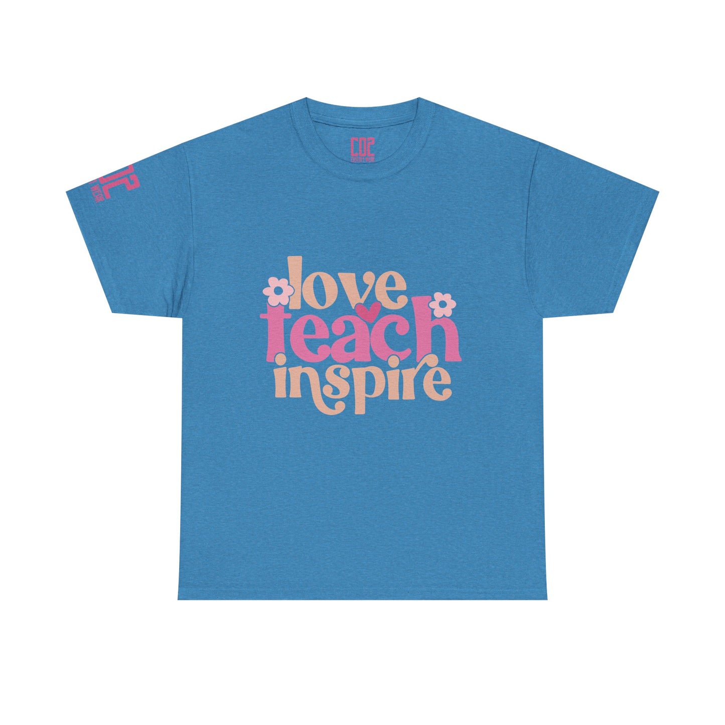 Inspirational Teacher Tee, Love Teach Inspire Shirt, Unisex Cotton T-Shirt, Gift for Educators, Classroom Apparel, Teacher Appreciation