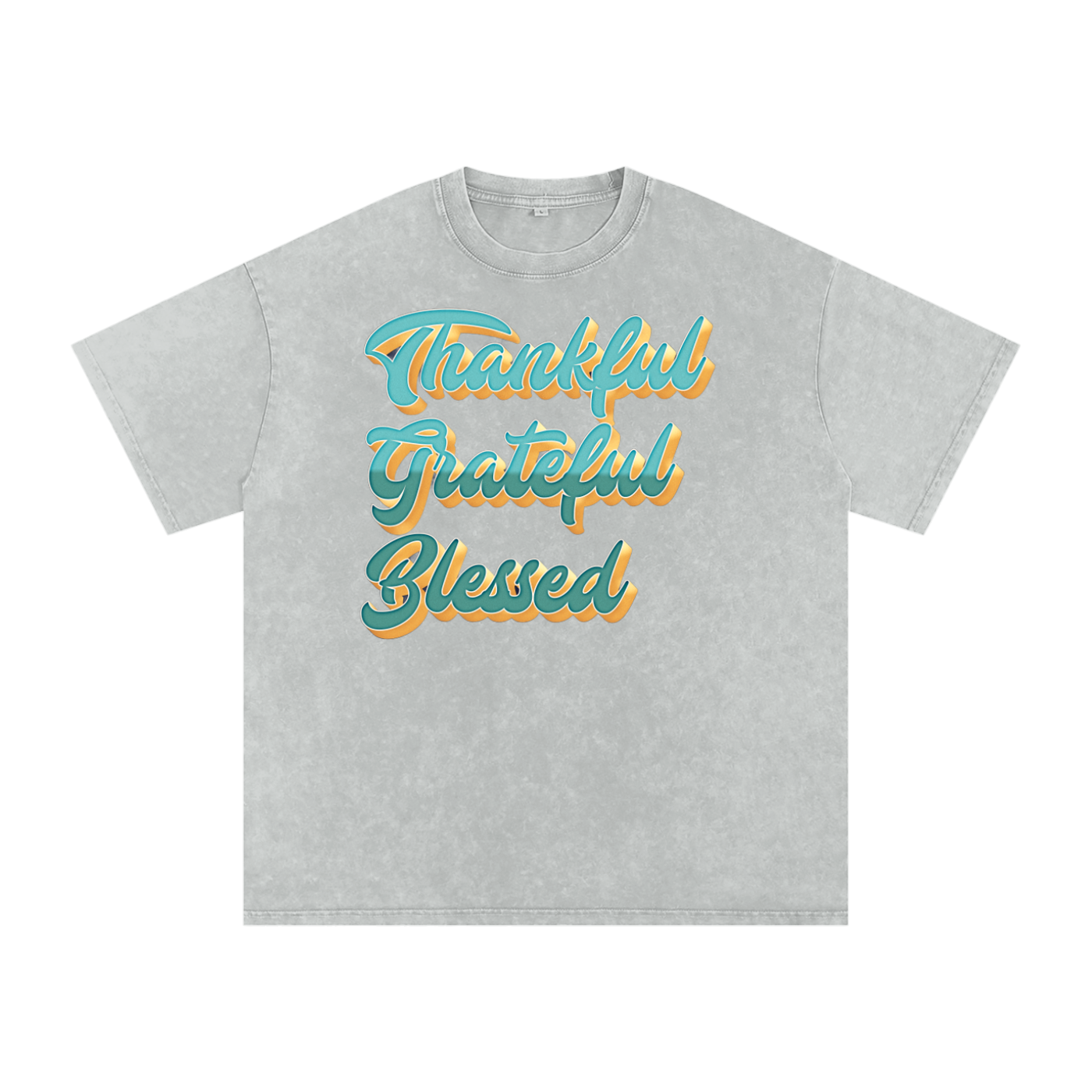 Thankful Grateful Blessed Snow Washed Oversized Cotton T-Shirt