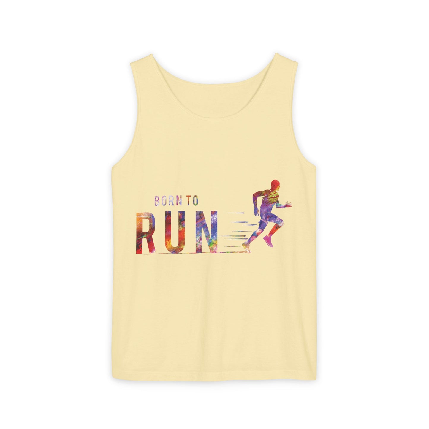 Born to Run Unisex Garment-Dyed Tank Top, Fitness Apparel, Running Gift, Athletic Wear, Casual Summer Top, Workout Clothing