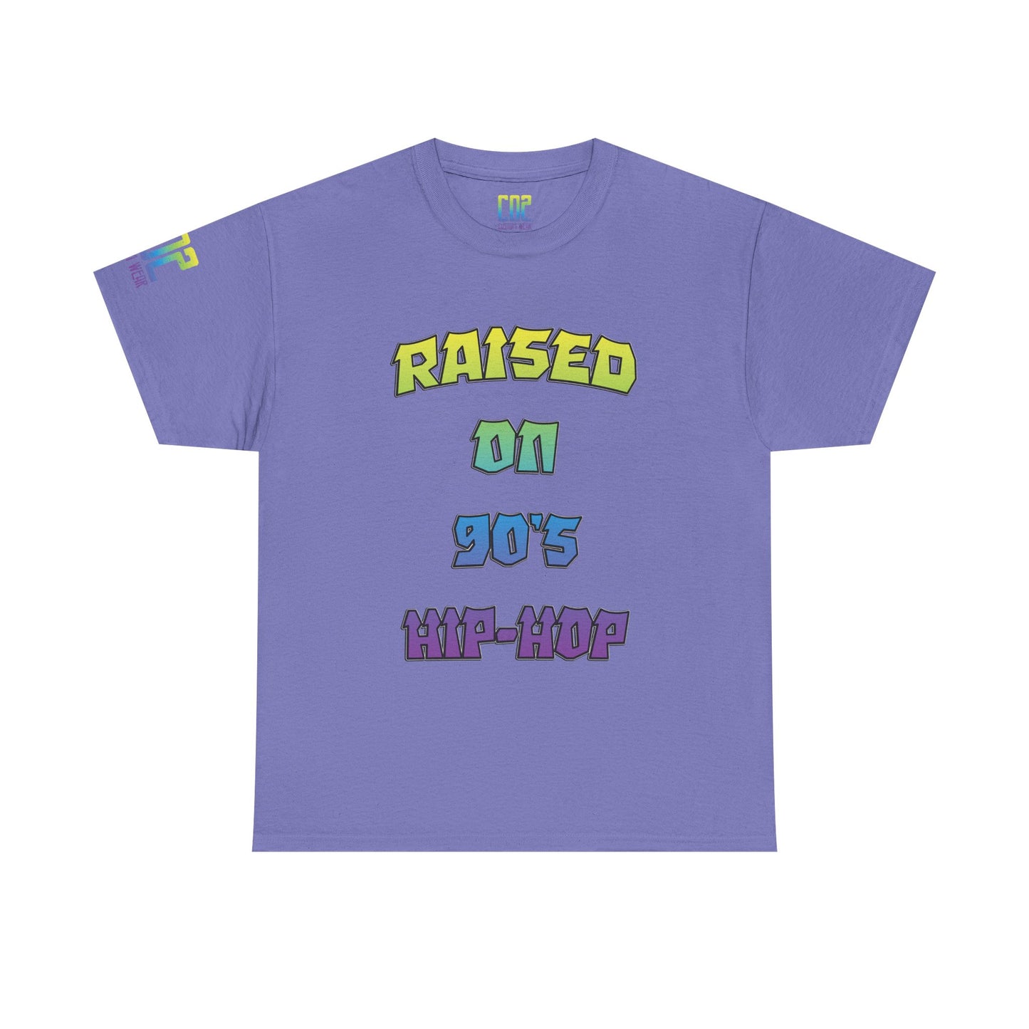 Raised On 90's Hip-Hop Unisex Heavy Cotton Tee, Retro Style Shirt, Casual Wear, Gifts for Music Lovers, 90s Nostalgia Apparel