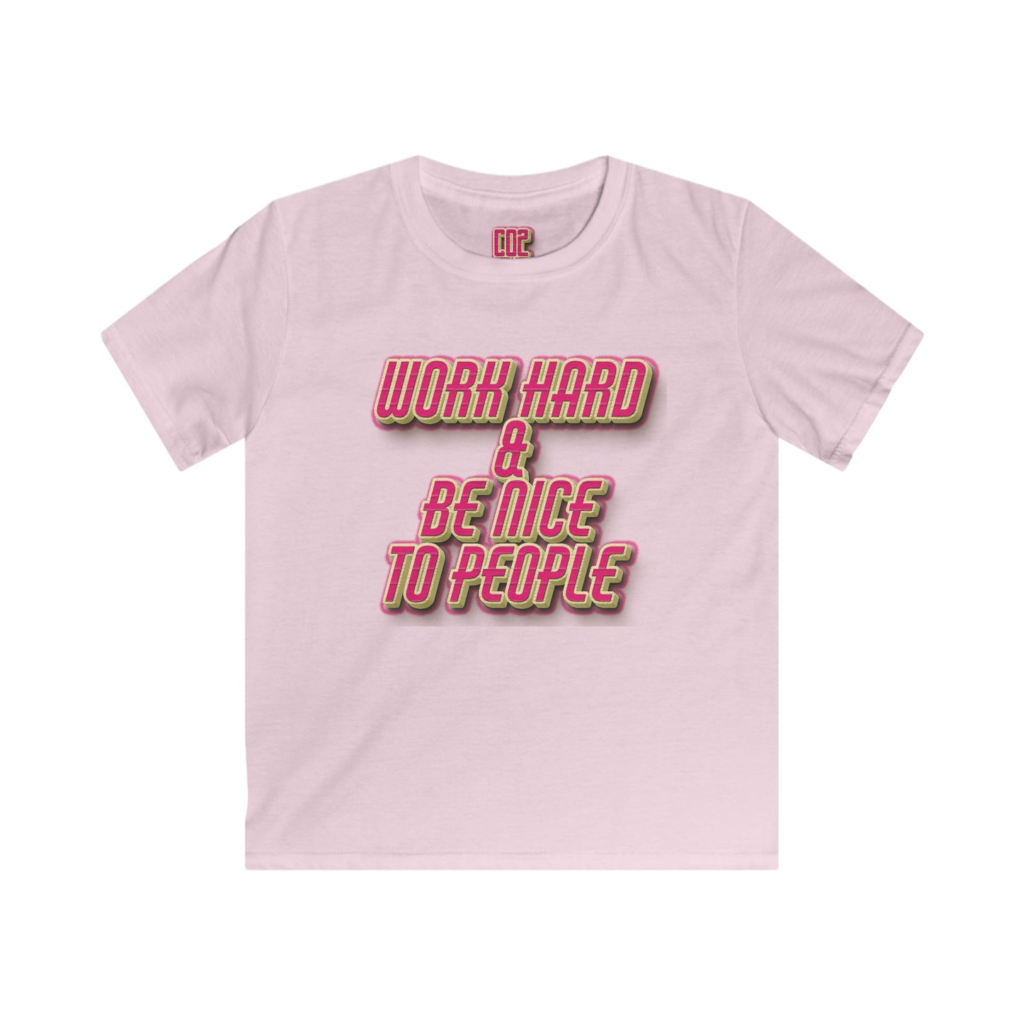 Work Hard & Be Nice, Youth T-Shirt, Gift for Children, Motivational Shirt, Birthday Gift, Back to School, Inspirational Kids Tee