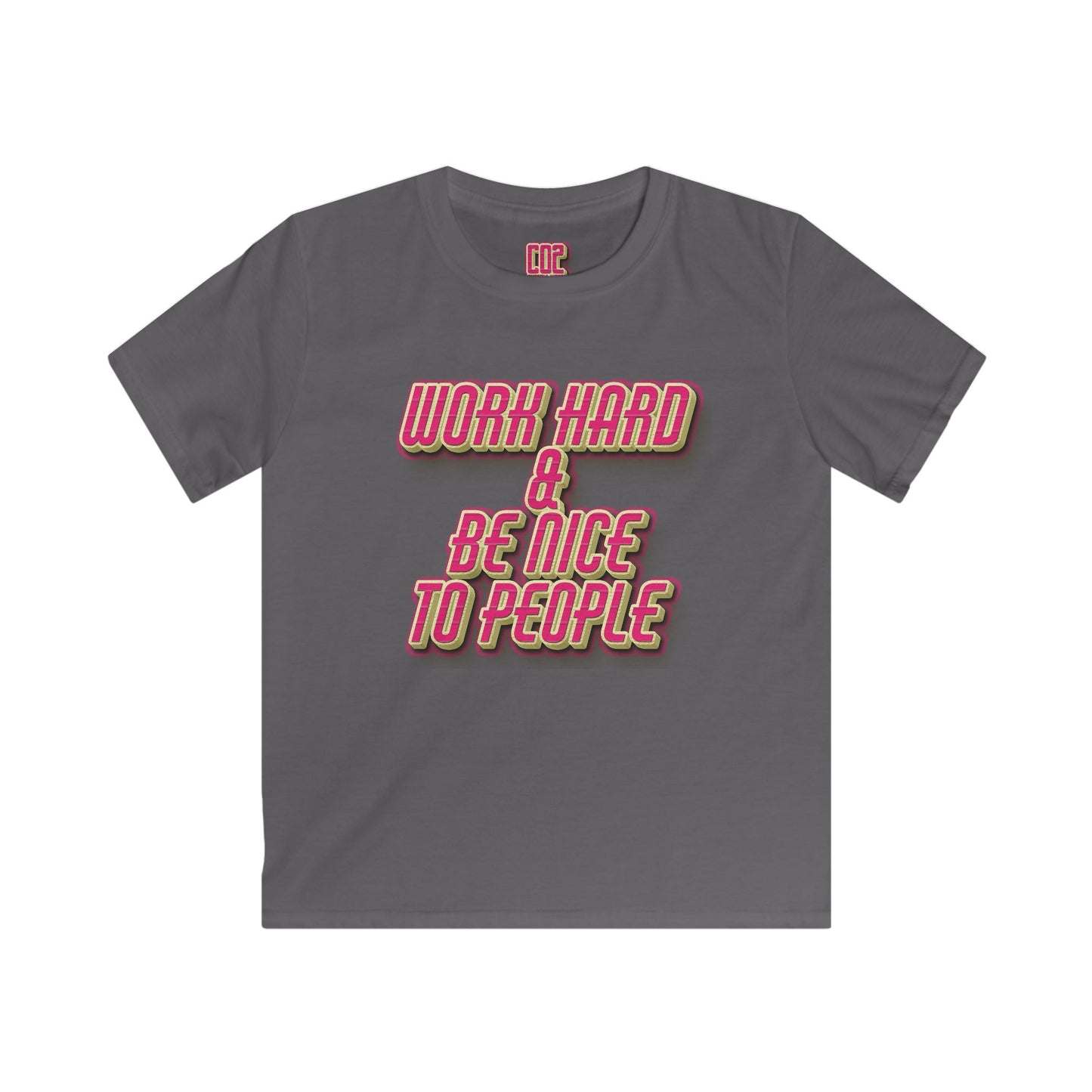 Work Hard & Be Nice, Youth T-Shirt, Gift for Children, Motivational Shirt, Birthday Gift, Back to School, Inspirational Kids Tee