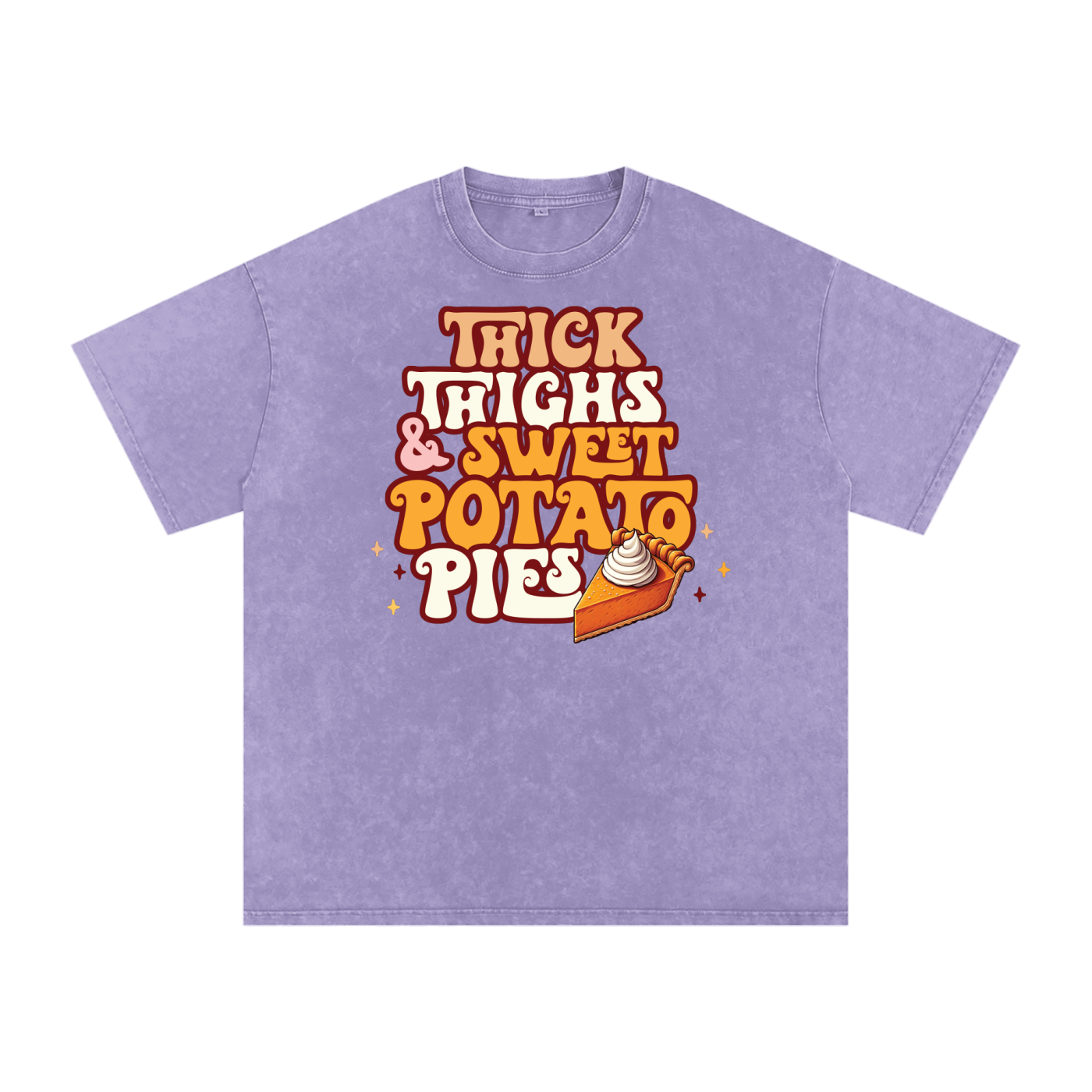 Thick Thighs & Sweet Potato Pies Snow Washed Oversized Cotton T-Shirt