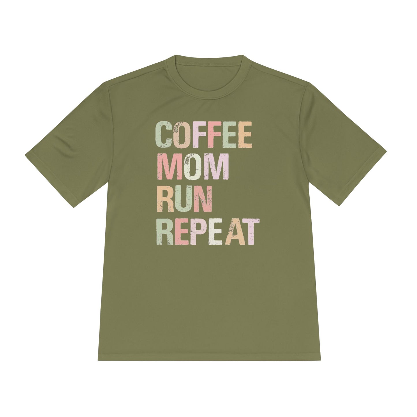 Coffee Mom Run Repeat Unisex Moisture Wicking Tee, Activewear, Athletic Shirt, Workout Top, Gift for Moms, Fitness Apparel