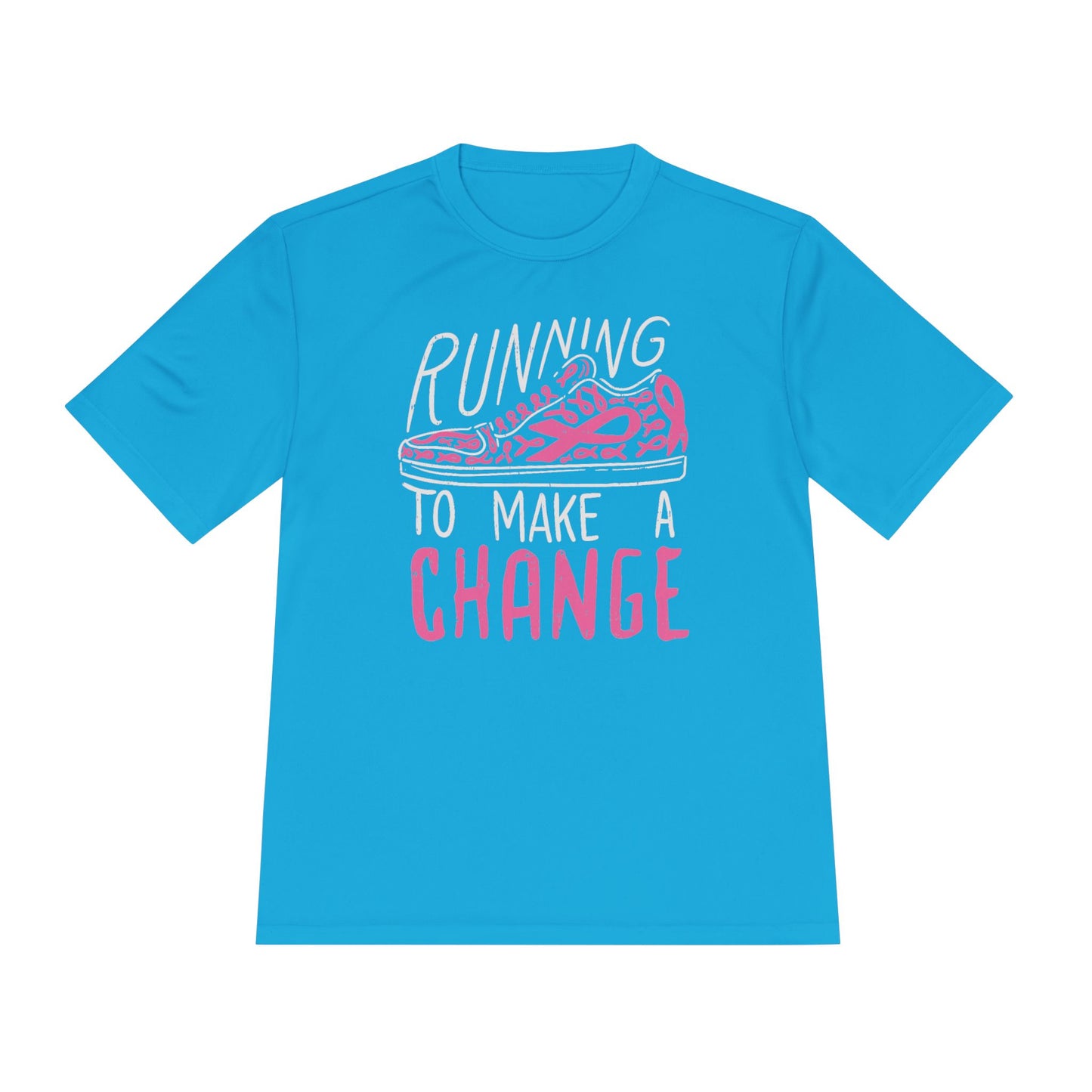 Running to Make a Change Unisex Moisture Wicking Tee, Fitness Tee, Activewear T-Shirt, Sports Apparel, Workout Shirt, Gift for Runners
