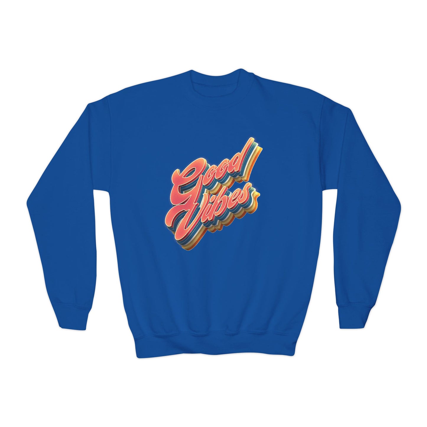 Good Vibes, Youth Crewneck Sweatshirt, Cozy Fashion, Youth Apparel, Gift for Teens, Positive Message, Everyday Wear
