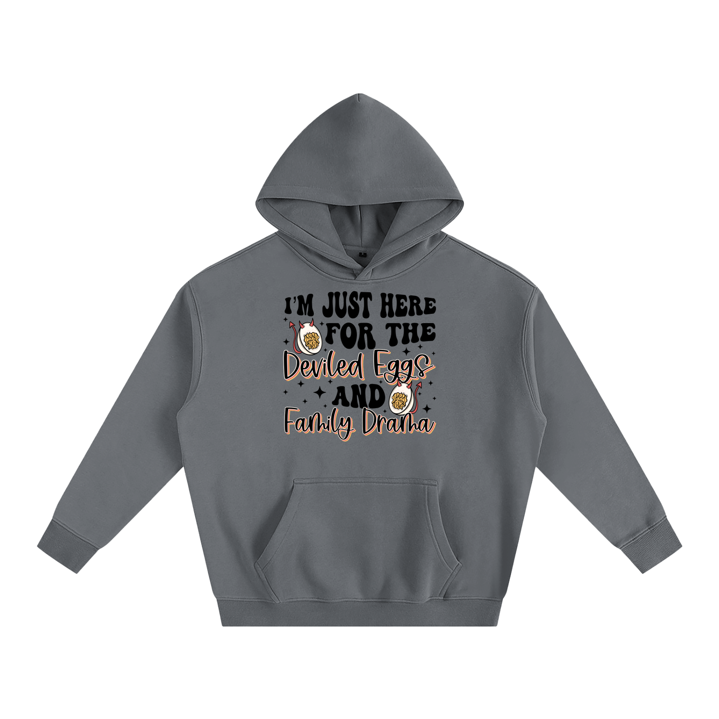 Just Here For The Deviled Eggs Oversize Fleeced Hoodie