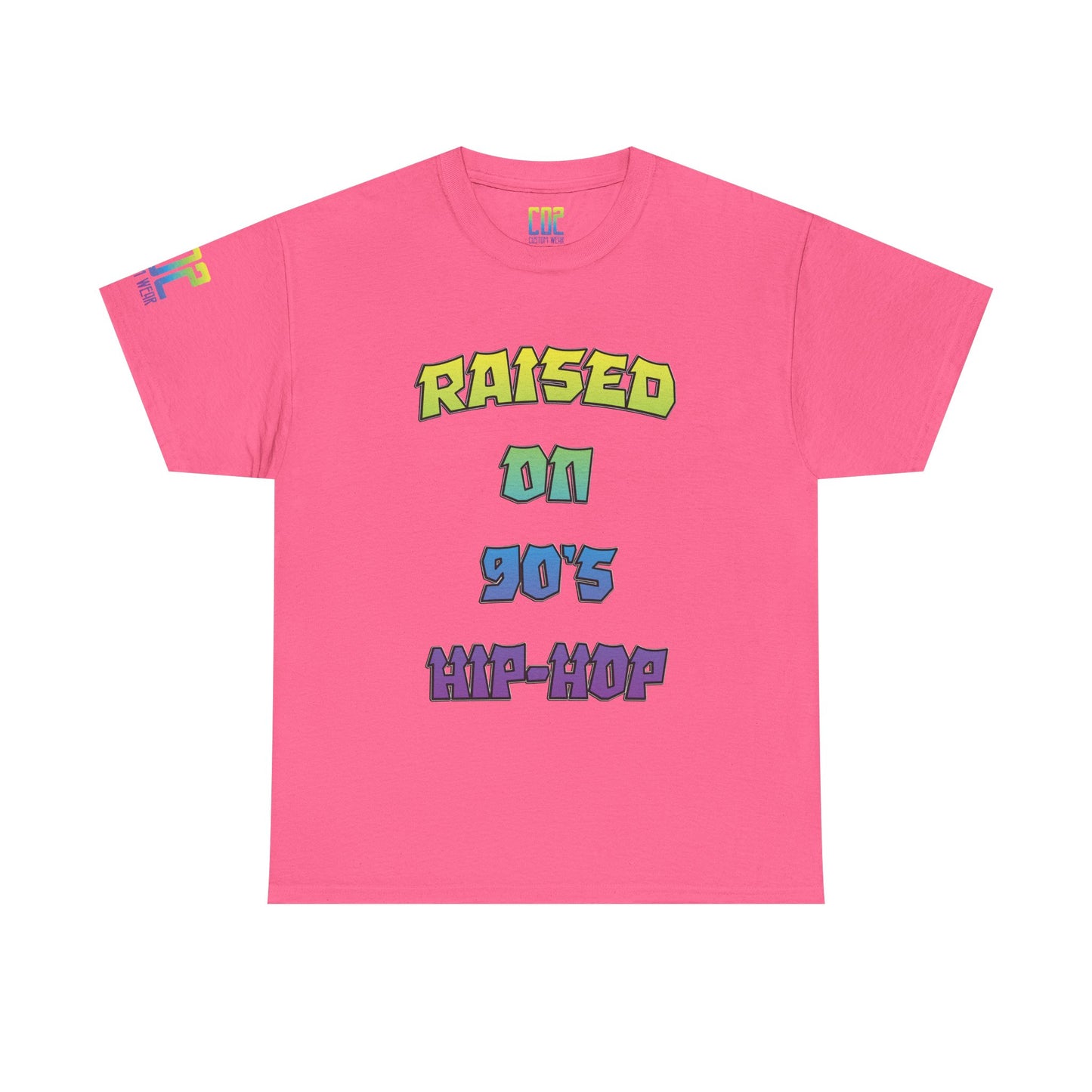 Raised On 90's Hip-Hop Unisex Heavy Cotton Tee, Retro Style Shirt, Casual Wear, Gifts for Music Lovers, 90s Nostalgia Apparel