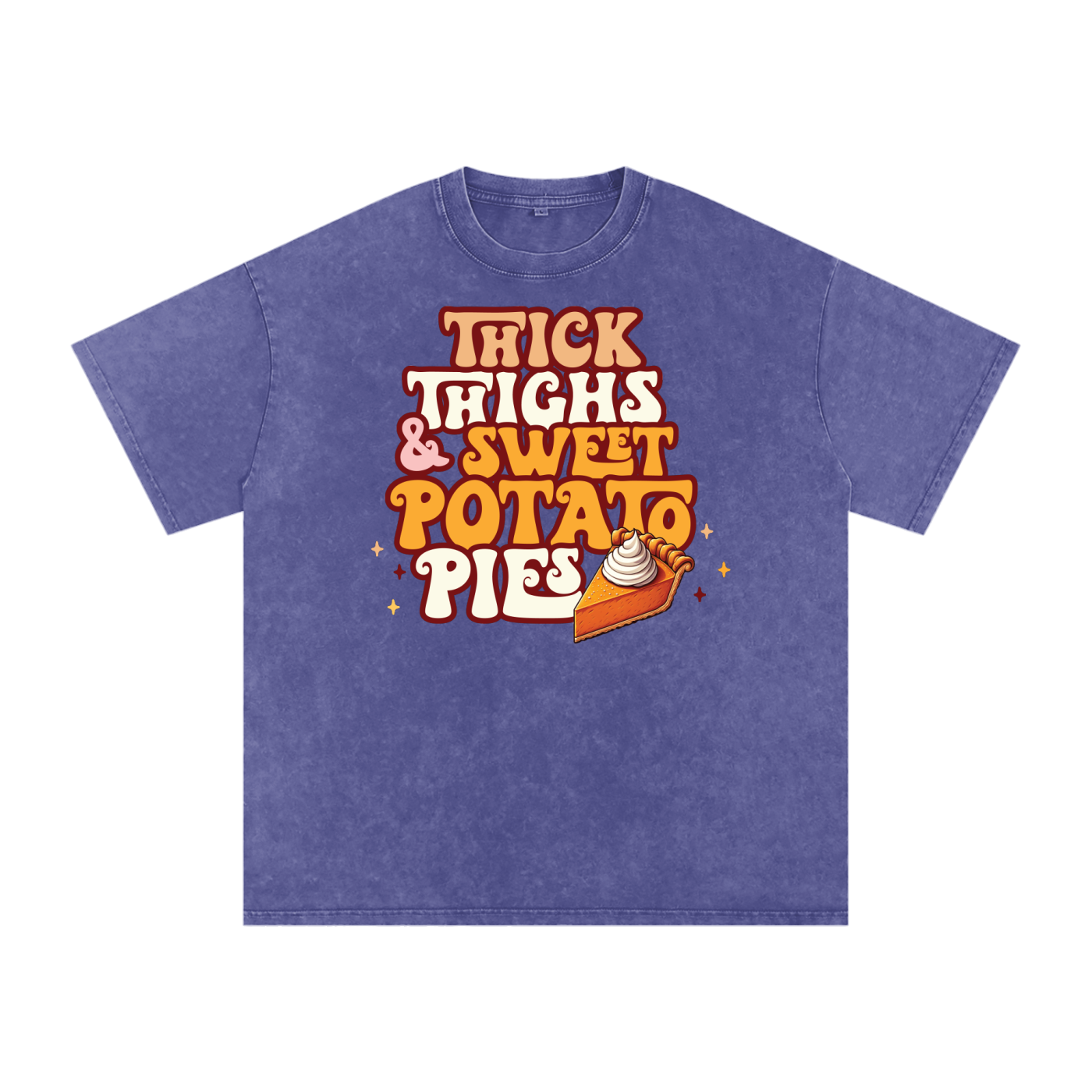 Thick Thighs & Sweet Potato Pies Snow Washed Oversized Cotton T-Shirt