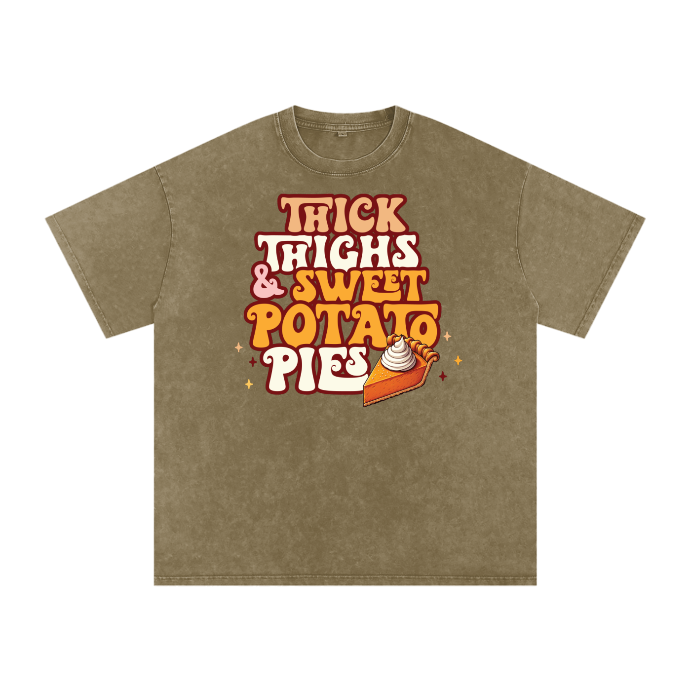 Thick Thighs & Sweet Potato Pies Snow Washed Oversized Cotton T-Shirt