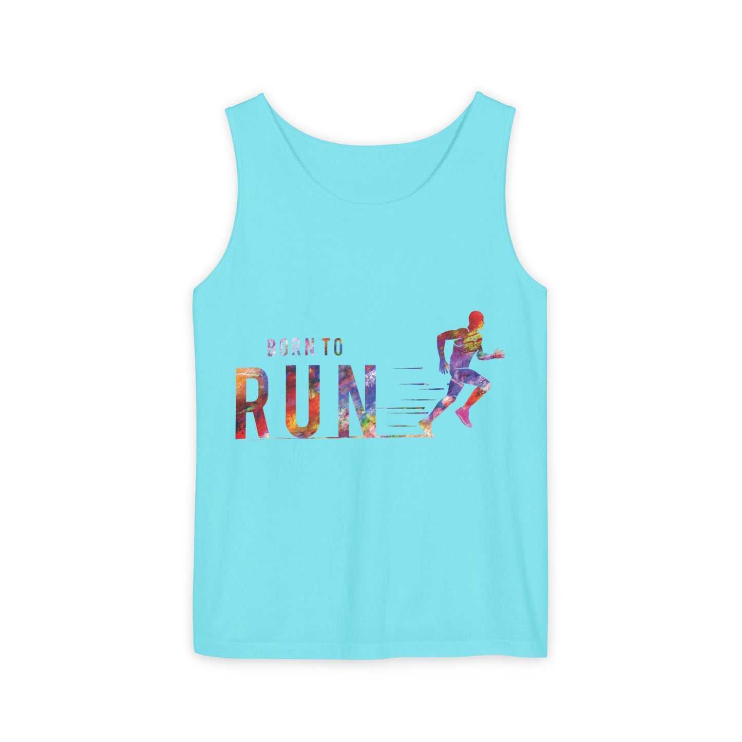 Born to Run Unisex Garment-Dyed Tank Top, Fitness Apparel, Running Gift, Athletic Wear, Casual Summer Top, Workout Clothing