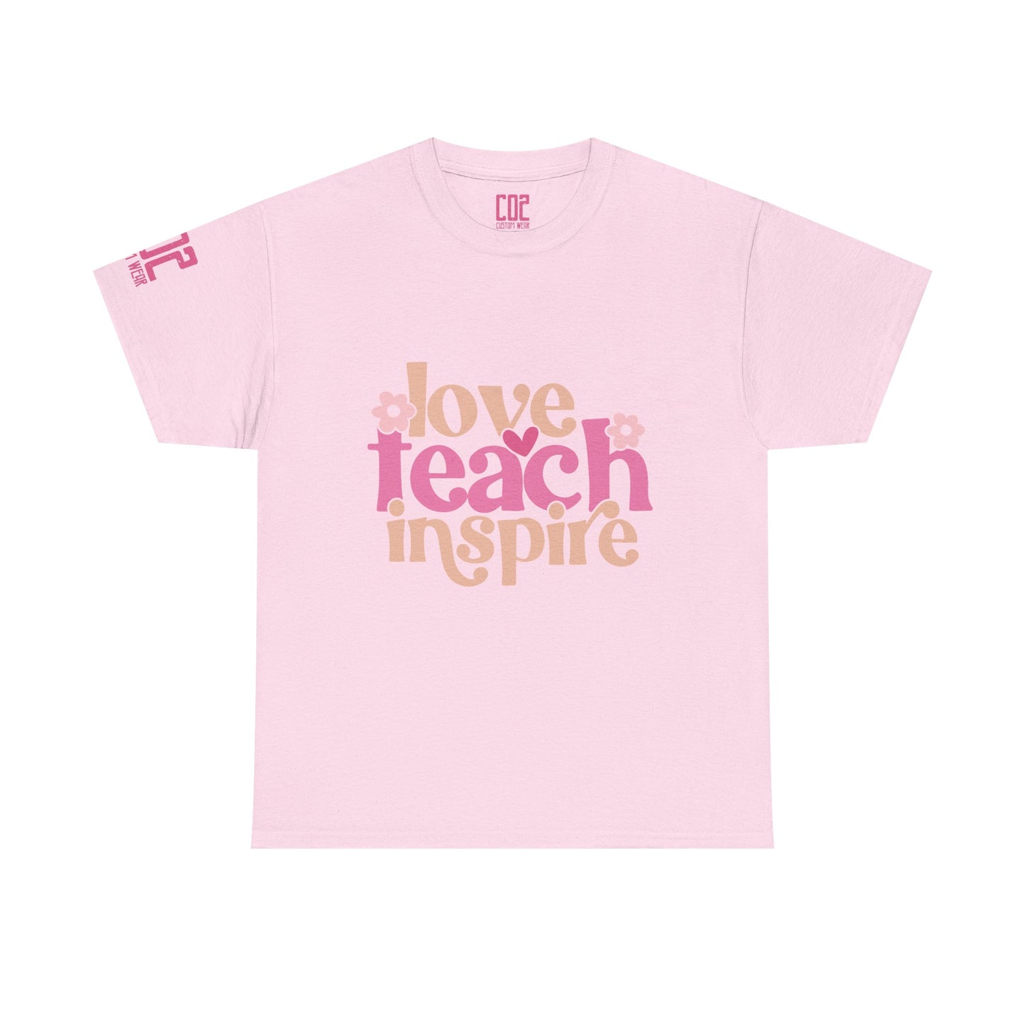 Inspirational Teacher Tee, Love Teach Inspire Shirt, Unisex Cotton T-Shirt, Gift for Educators, Classroom Apparel, Teacher Appreciation