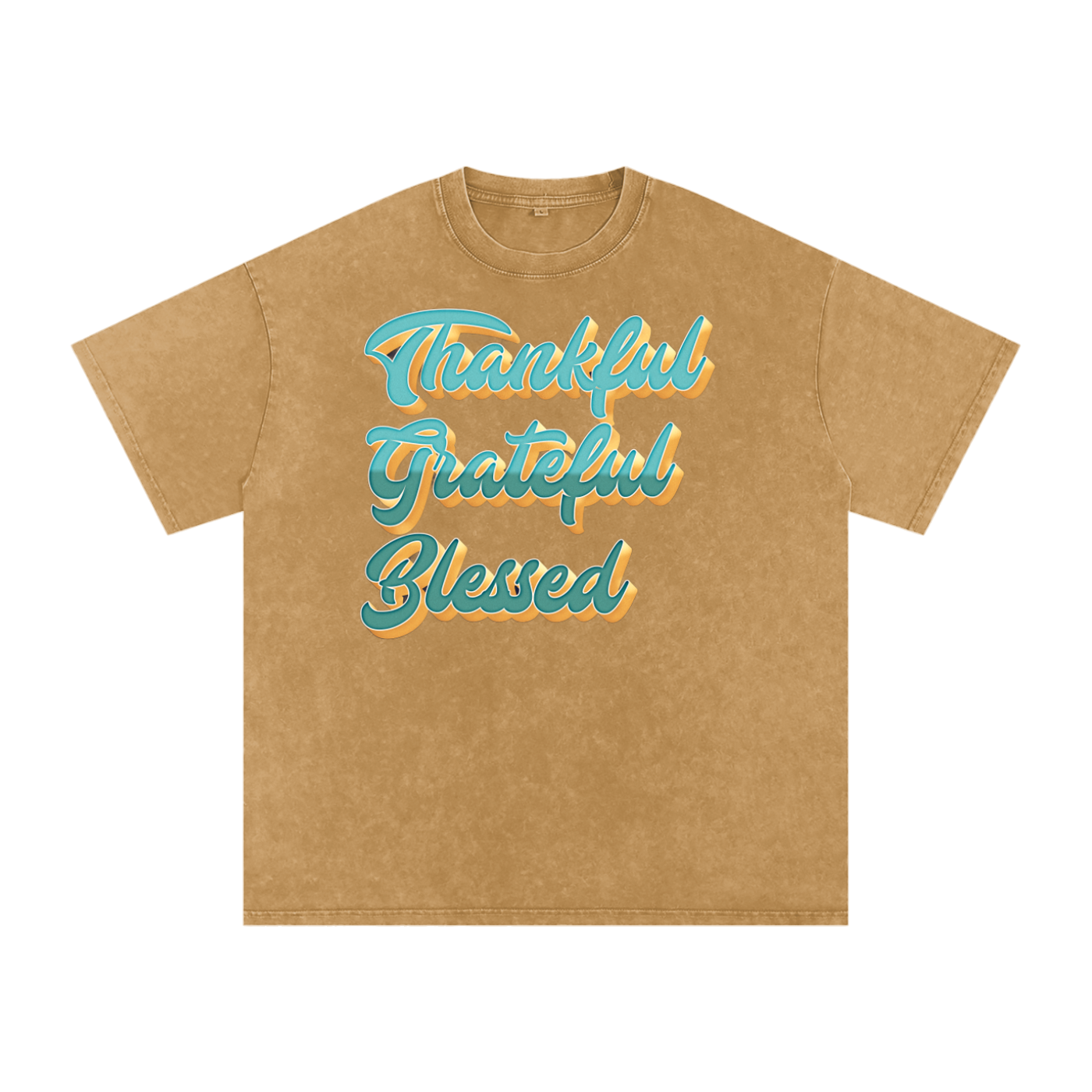 Thankful Grateful Blessed Snow Washed Oversized Cotton T-Shirt