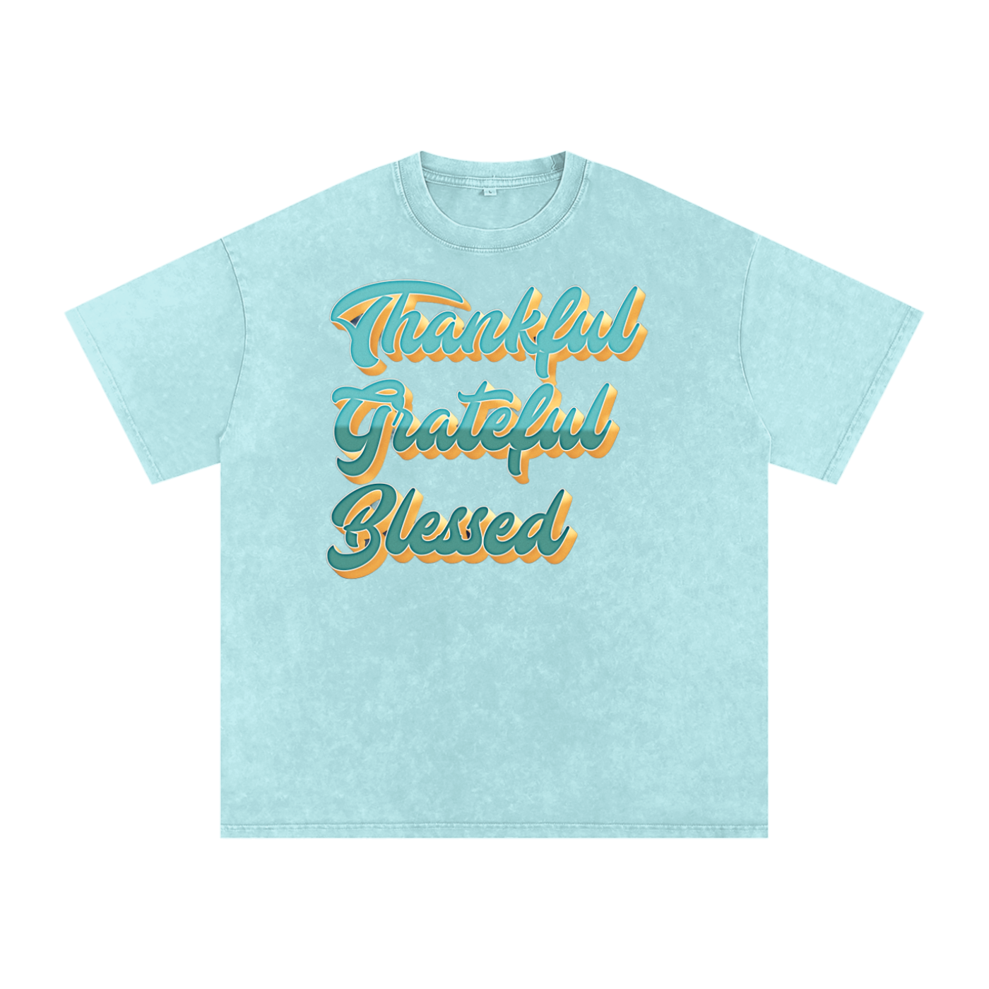 Thankful Grateful Blessed Snow Washed Oversized Cotton T-Shirt