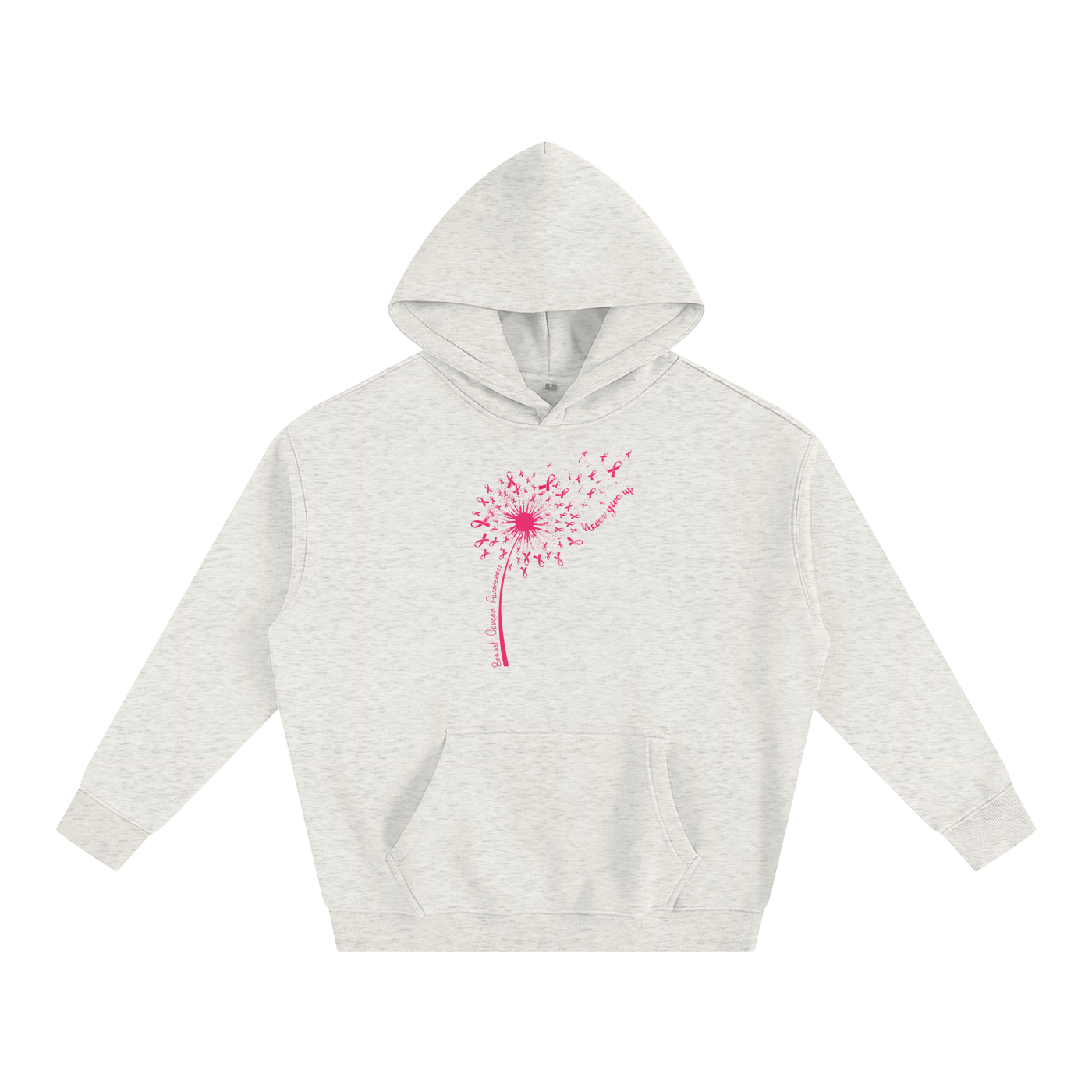 Dandelion Breast Cancer Wish Oversize Fleeced Hoodie