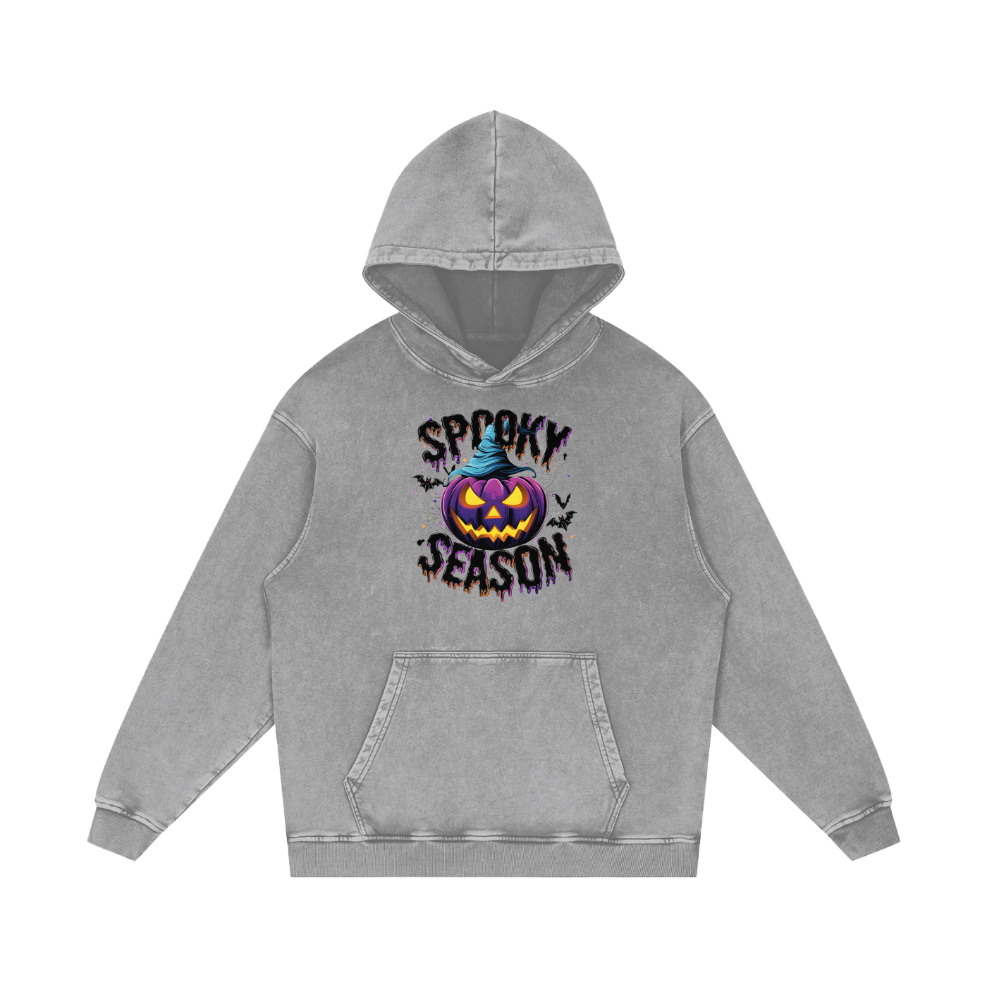 Spooky Season Snow Washed Loose Cotton Hoodie