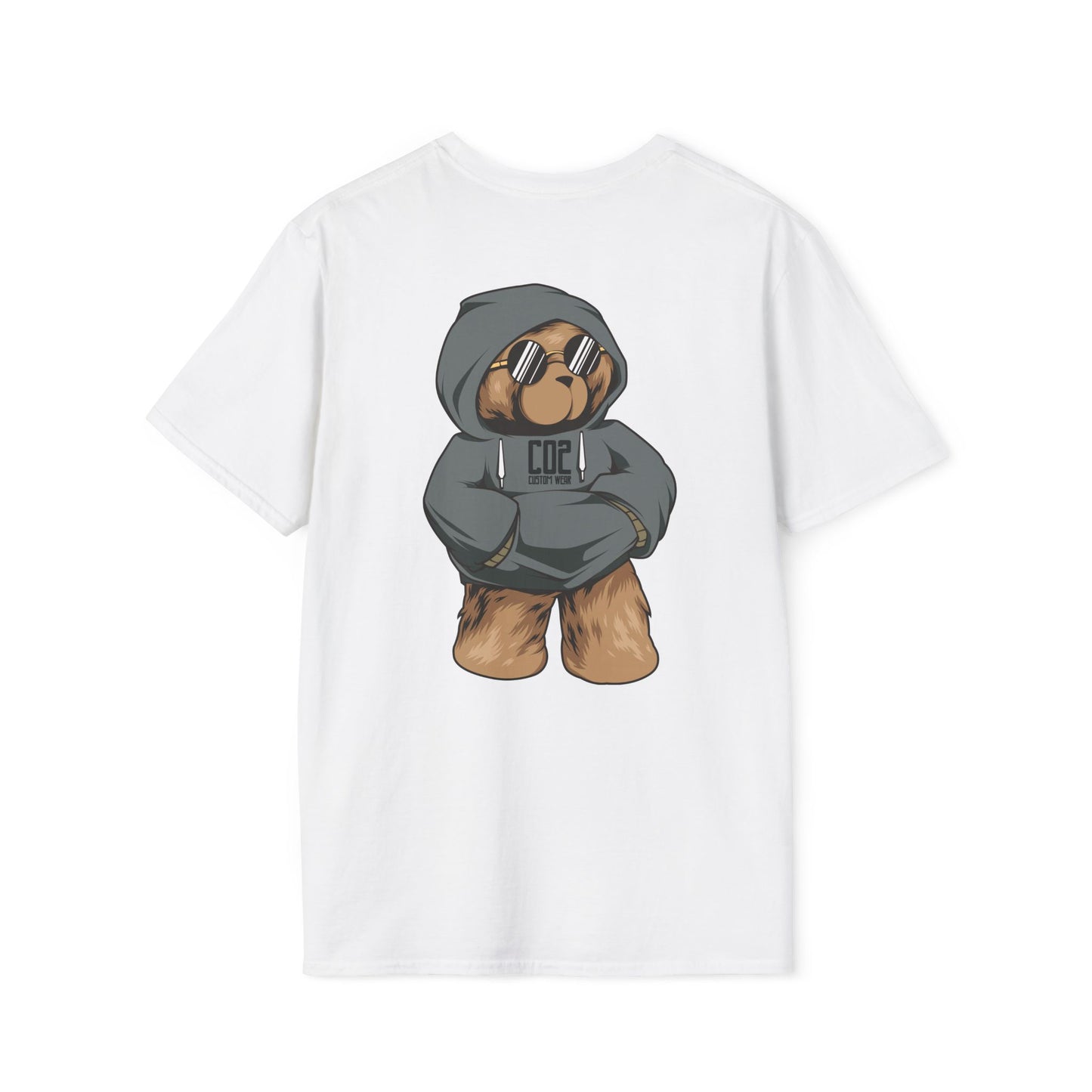 Hoodie Bear Unisex Softstyle T-Shirt, Cute Cartoon Tee, Gift for Kids & Adults, Casual Wear, Birthday Gift, Unique Design