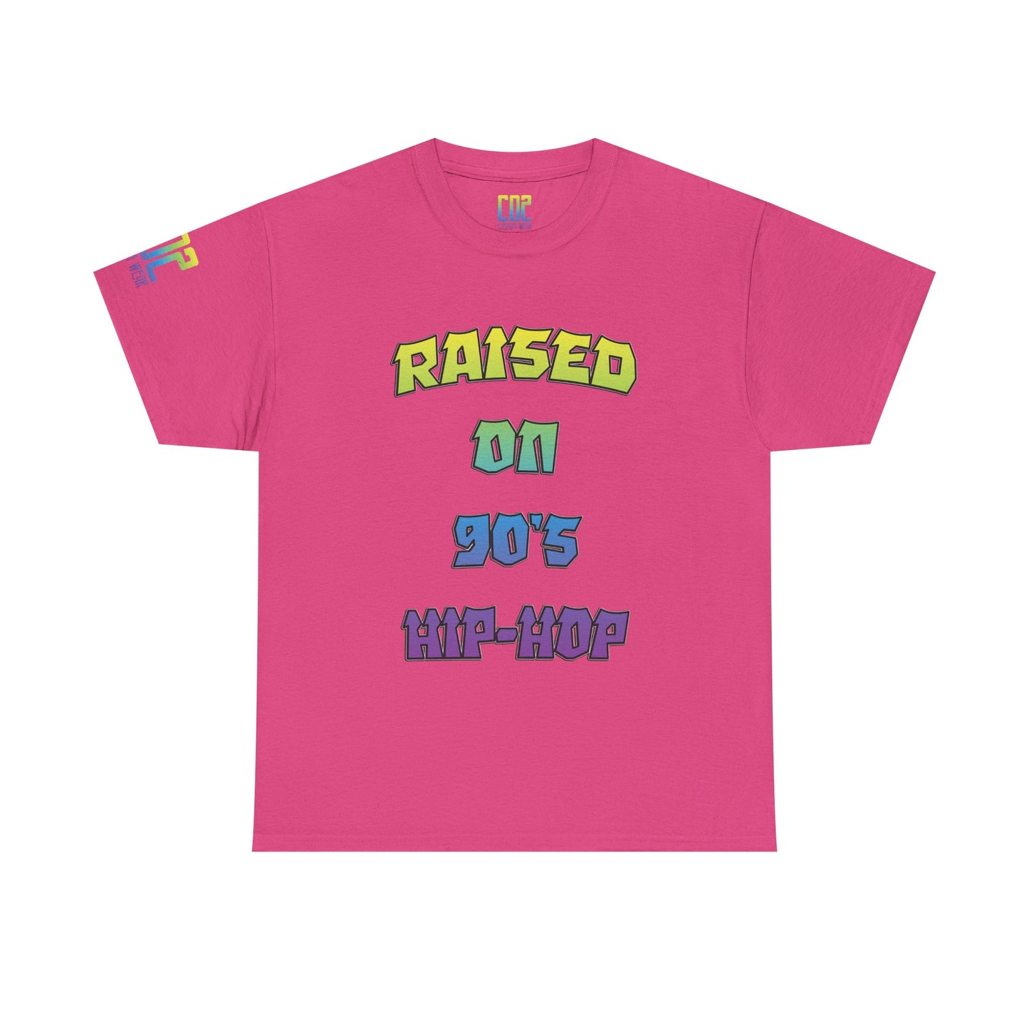 Raised On 90's Hip-Hop Unisex Heavy Cotton Tee, Retro Style Shirt, Casual Wear, Gifts for Music Lovers, 90s Nostalgia Apparel