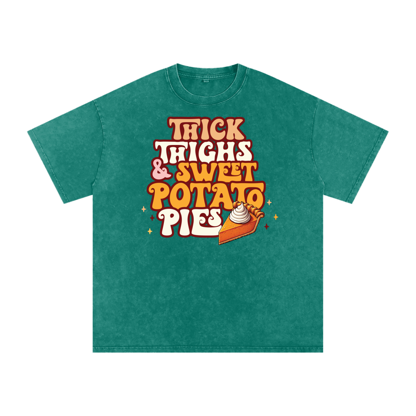 Thick Thighs & Sweet Potato Pies Snow Washed Oversized Cotton T-Shirt