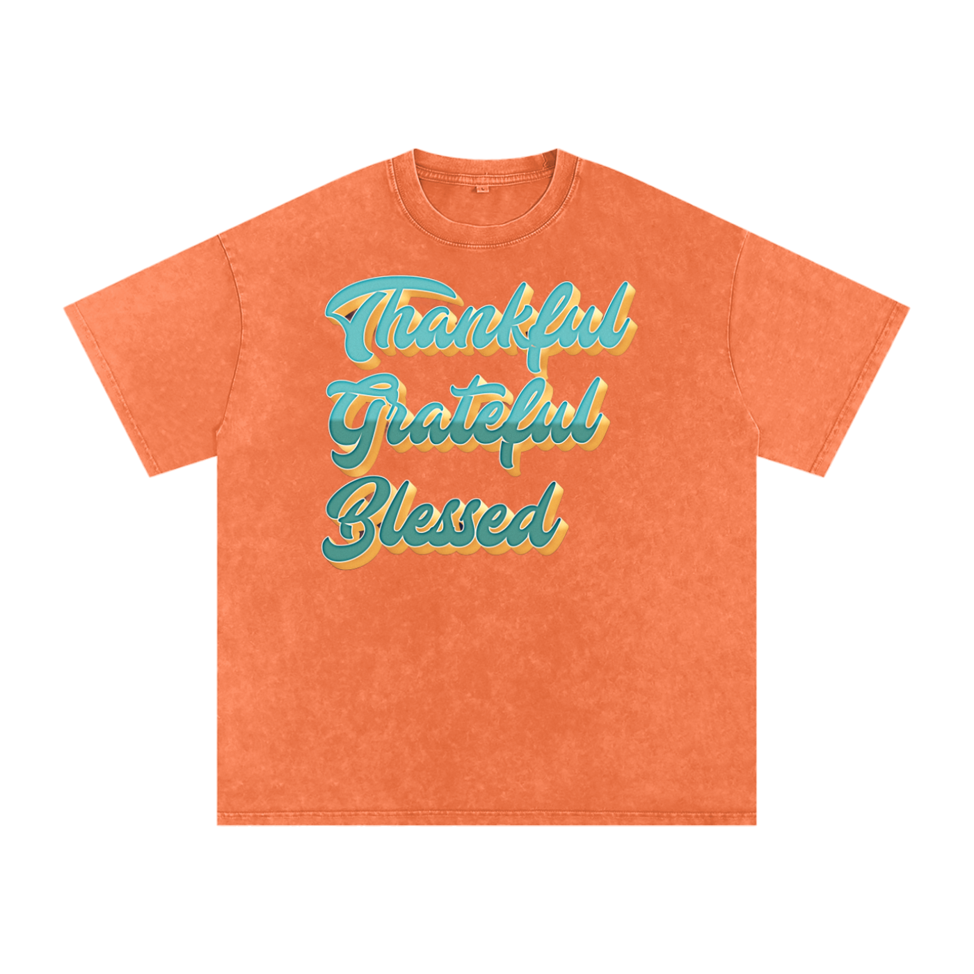 Thankful Grateful Blessed Snow Washed Oversized Cotton T-Shirt