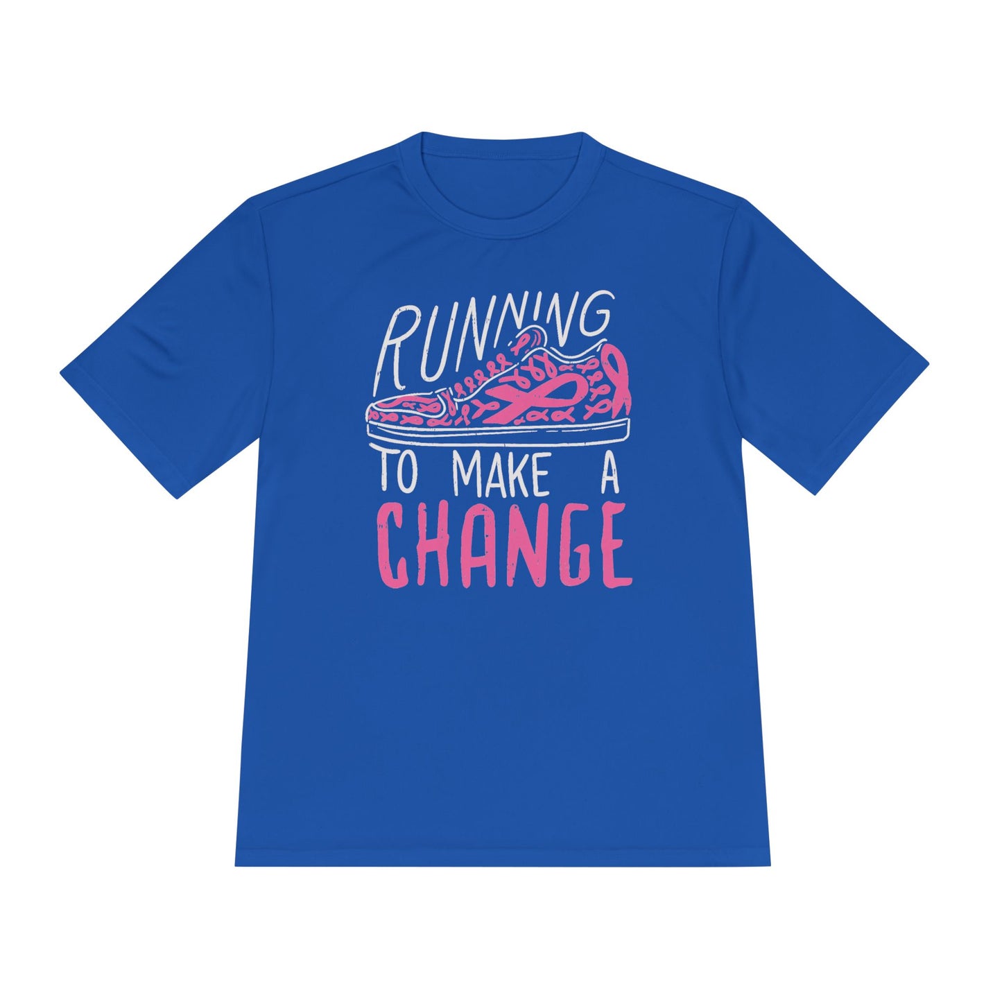 Running to Make a Change Unisex Moisture Wicking Tee, Fitness Tee, Activewear T-Shirt, Sports Apparel, Workout Shirt, Gift for Runners