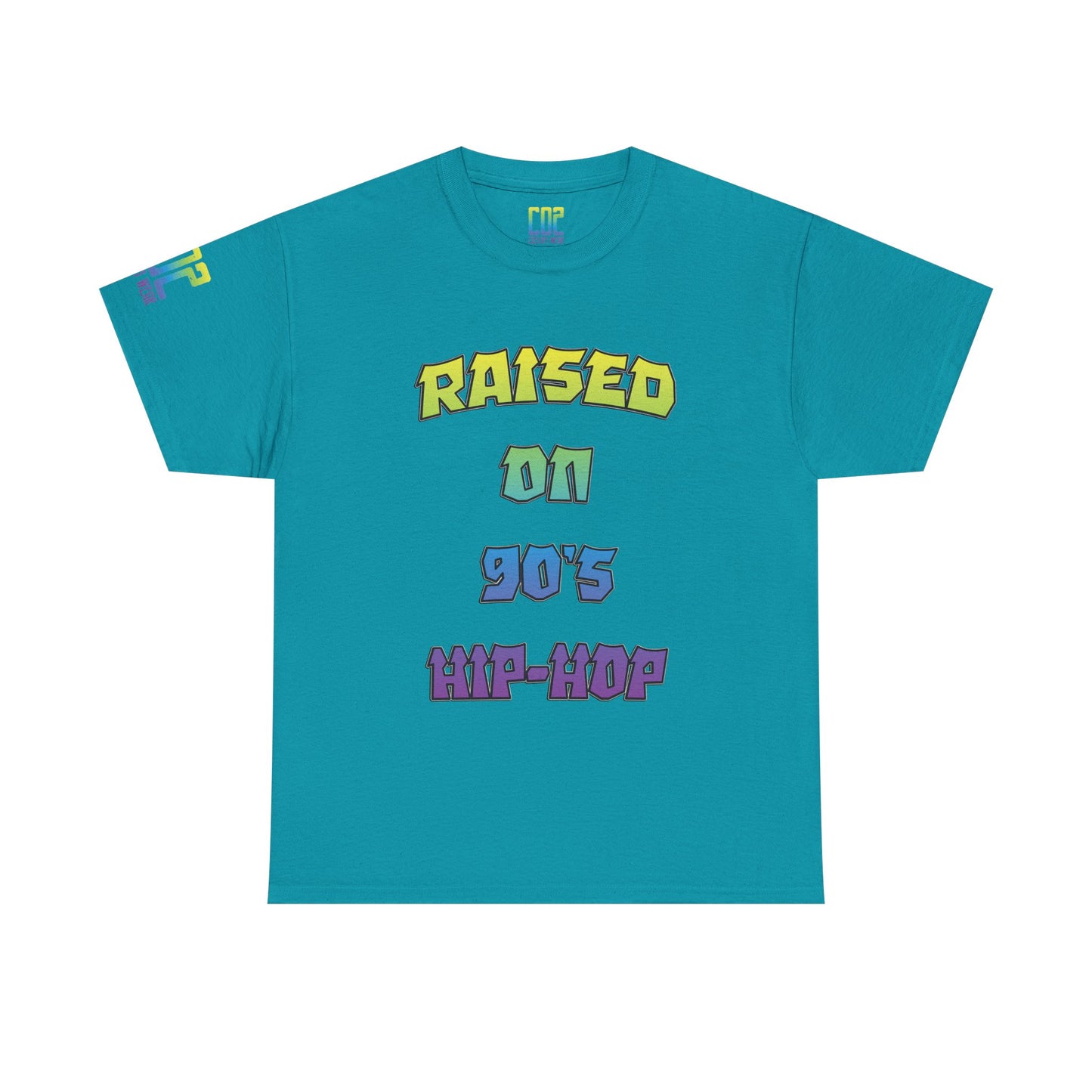 Raised On 90's Hip-Hop Unisex Heavy Cotton Tee, Retro Style Shirt, Casual Wear, Gifts for Music Lovers, 90s Nostalgia Apparel