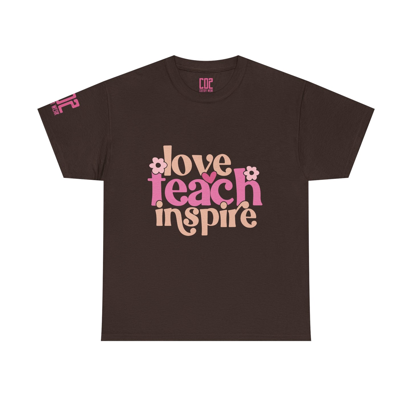 Inspirational Teacher Tee, Love Teach Inspire Shirt, Unisex Cotton T-Shirt, Gift for Educators, Classroom Apparel, Teacher Appreciation