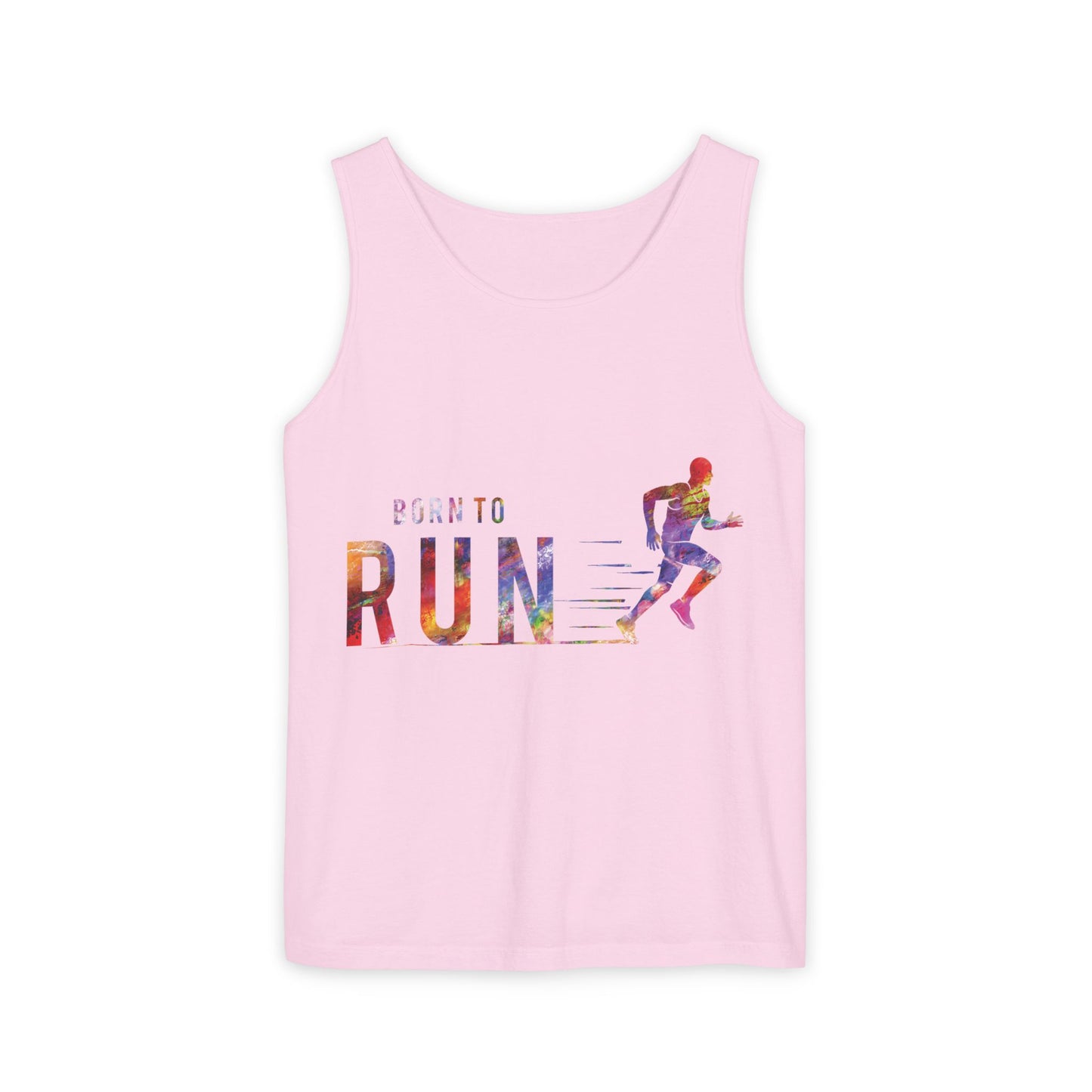 Born to Run Unisex Garment-Dyed Tank Top, Fitness Apparel, Running Gift, Athletic Wear, Casual Summer Top, Workout Clothing