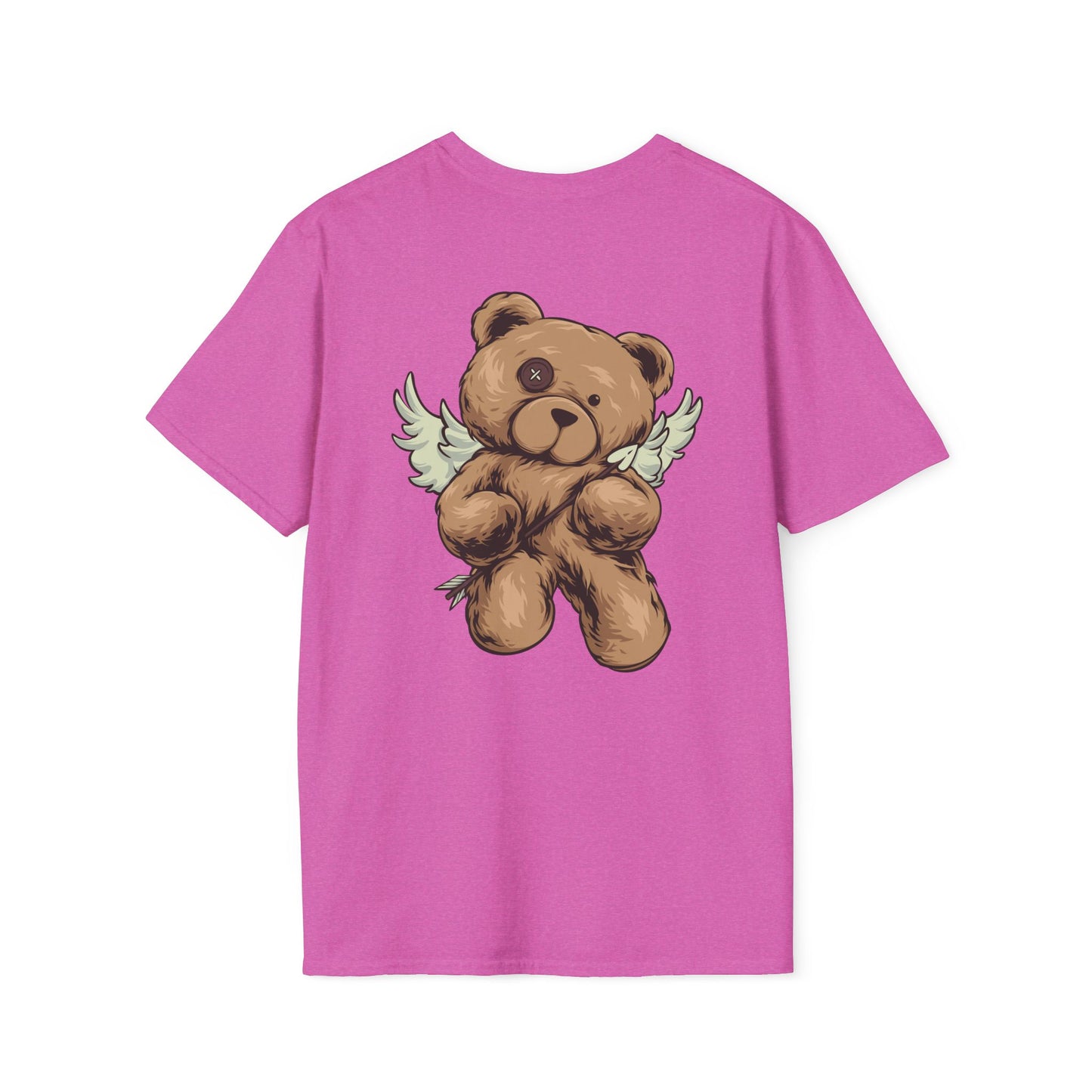 Angel Wings Bear Unisex Softstyle T-Shirt, Cute Cartoon Tee, Gift for Kids & Adults, Casual Wear, Birthday Gift, Unique Design