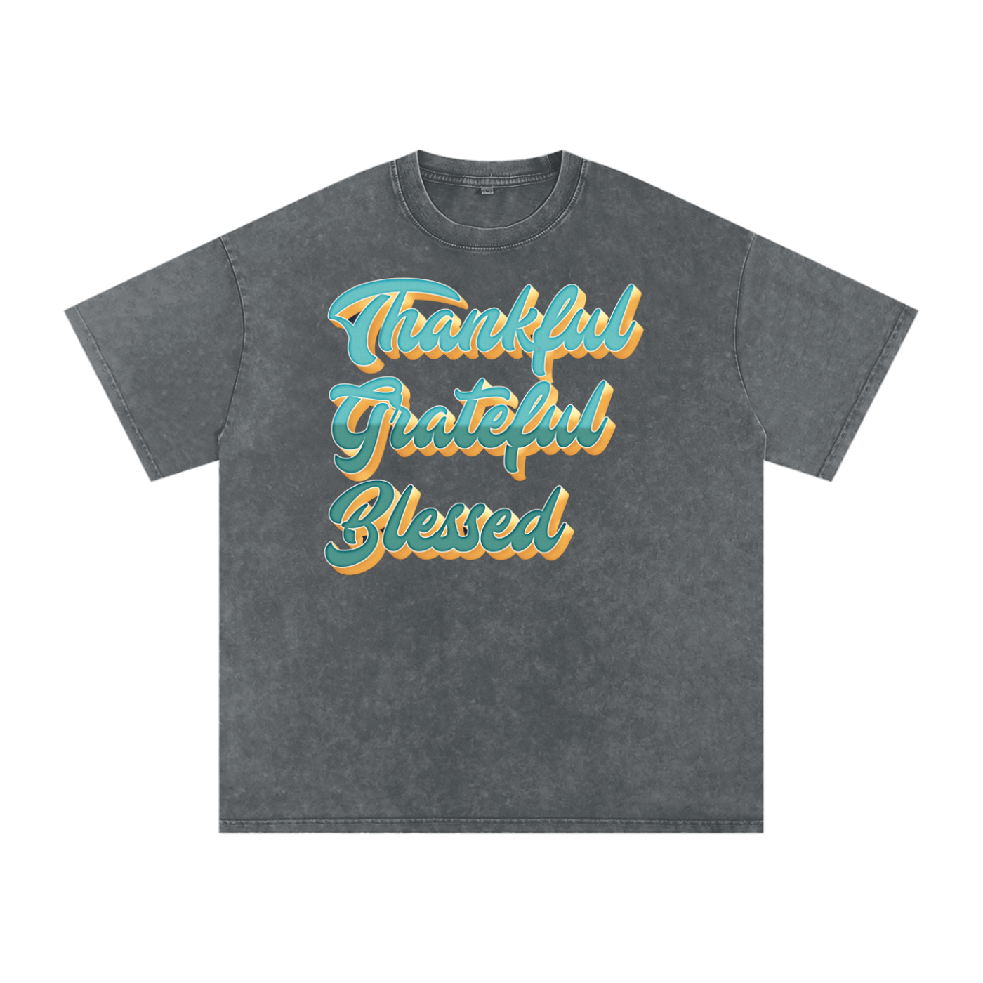 Thankful Grateful Blessed Snow Washed Oversized Cotton T-Shirt