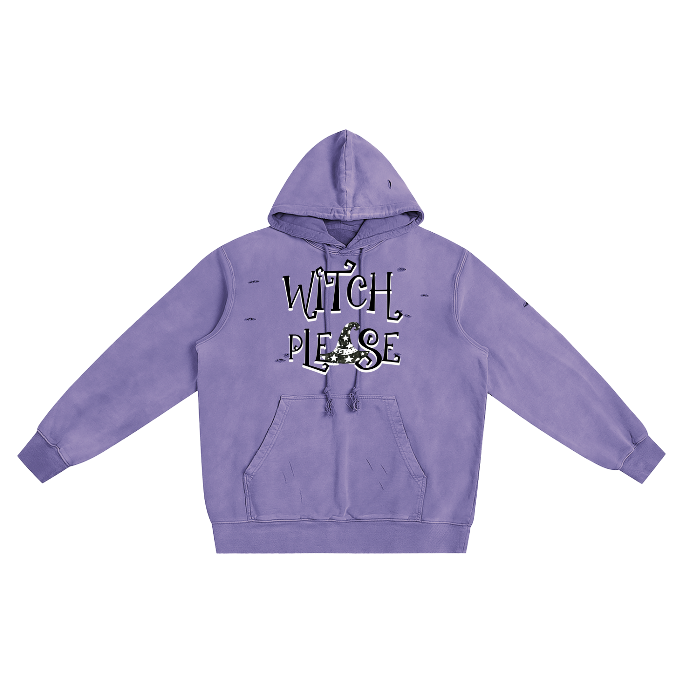 Witch Please Distressed Vintage Wash Hoodie