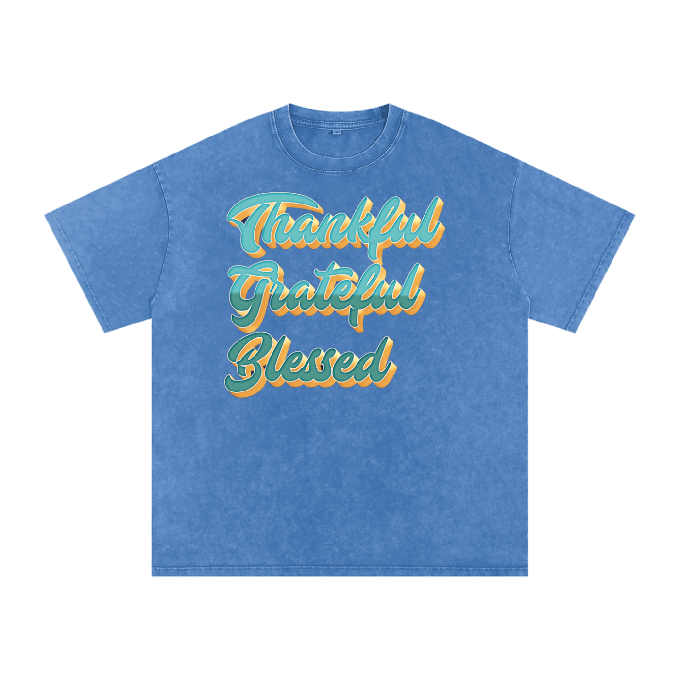 Thankful Grateful Blessed Snow Washed Oversized Cotton T-Shirt