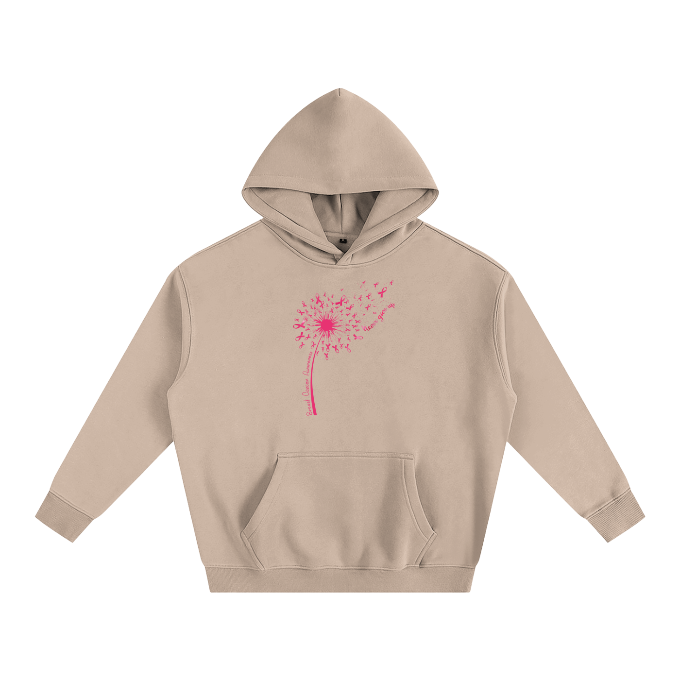 Dandelion Breast Cancer Wish Oversize Fleeced Hoodie