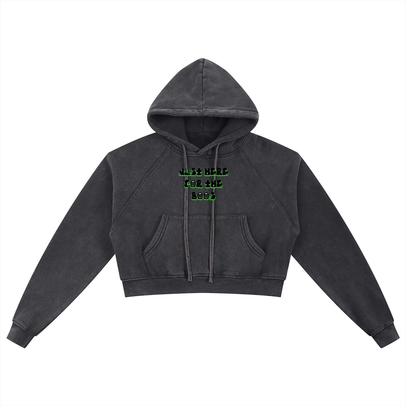 Just Here for The Boos Snow Washed Cropped Hoodie