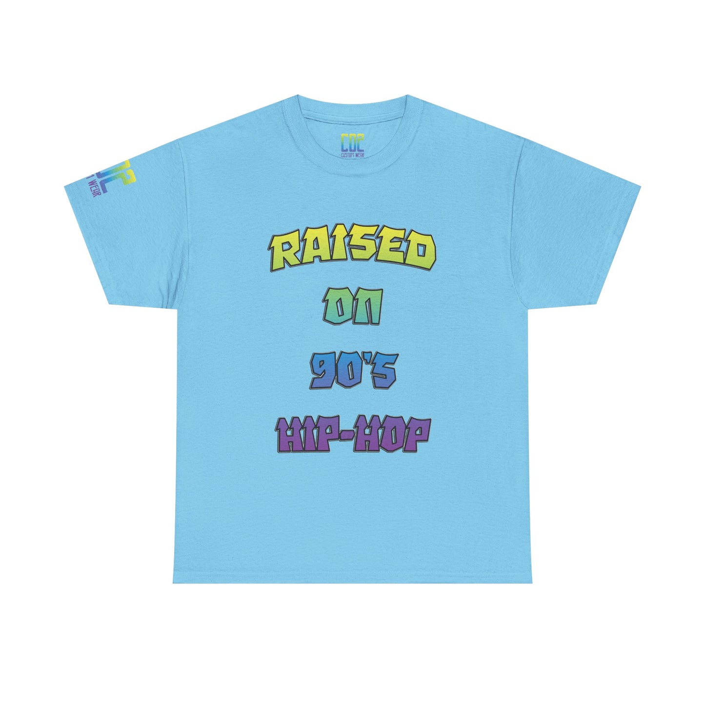 Raised On 90's Hip-Hop Unisex Heavy Cotton Tee, Retro Style Shirt, Casual Wear, Gifts for Music Lovers, 90s Nostalgia Apparel