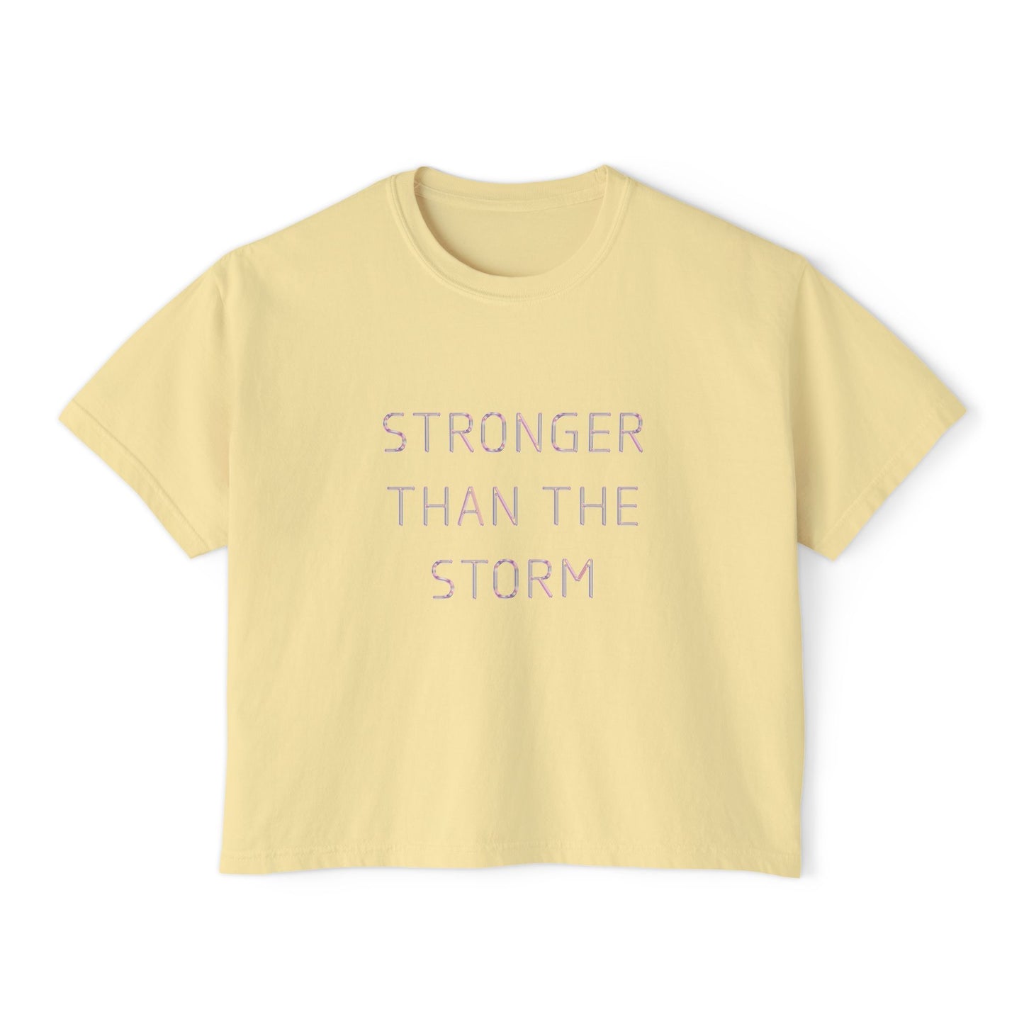 Stronger Than The Storm Boxy Tee, Empowerment Shirt, Casual Wear, Gift for Her, Positive Affirmation Top, Everyday Comfort