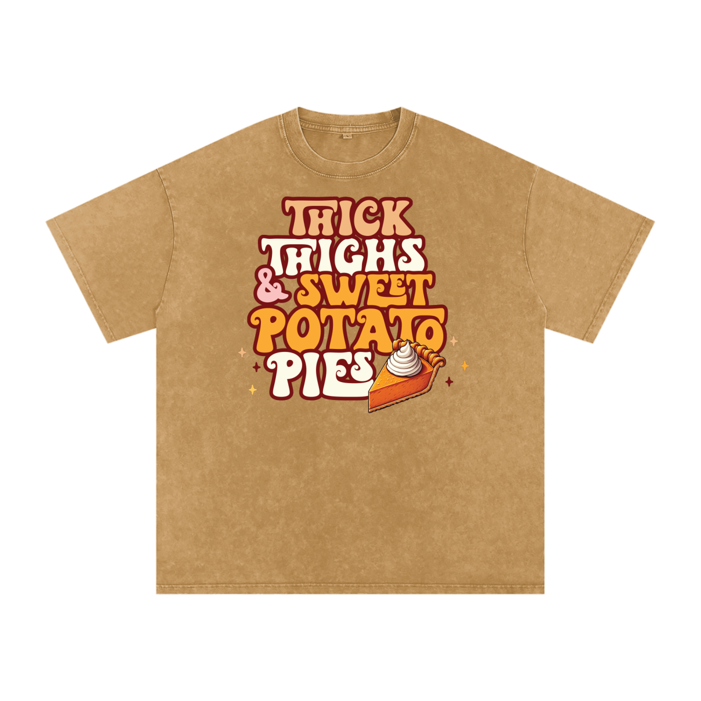 Thick Thighs & Sweet Potato Pies Snow Washed Oversized Cotton T-Shirt
