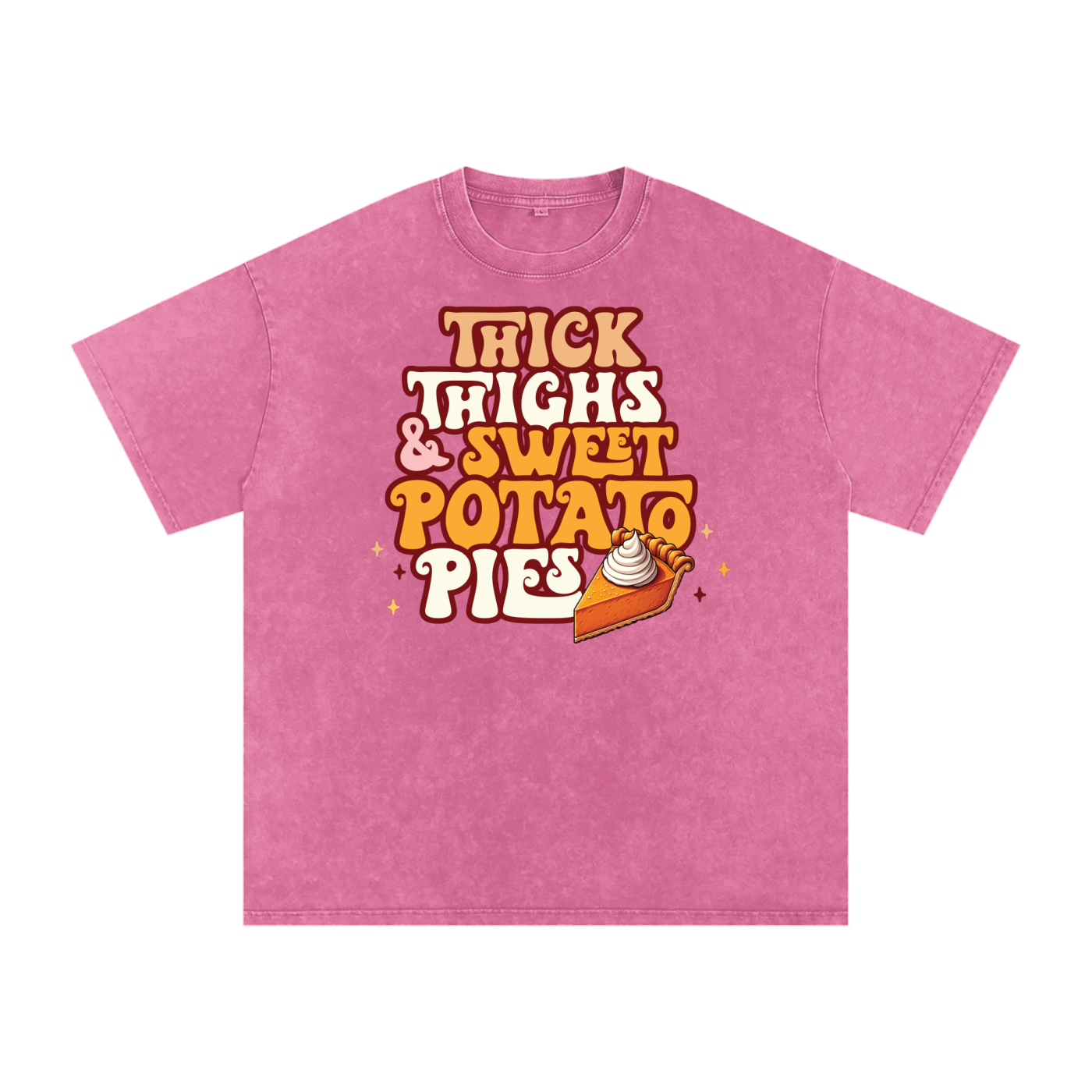 Thick Thighs & Sweet Potato Pies Snow Washed Oversized Cotton T-Shirt