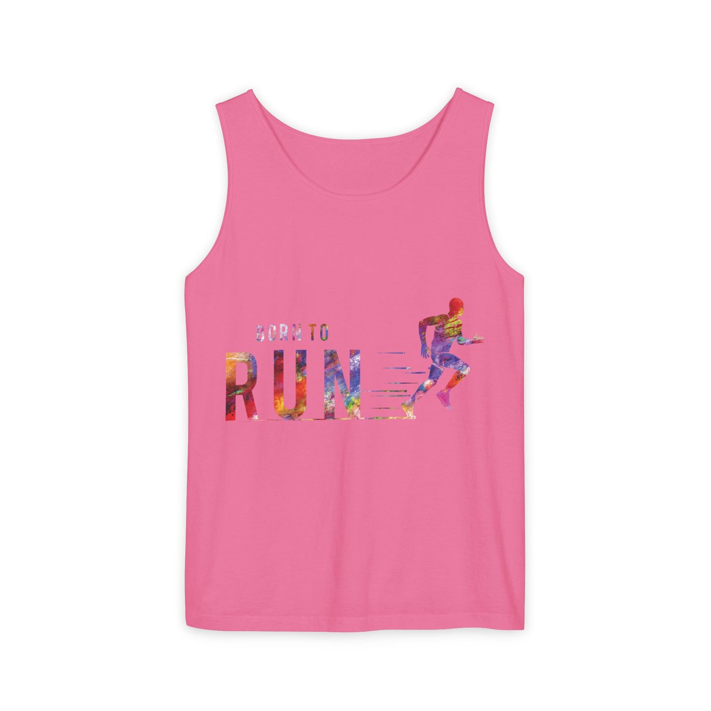 Born to Run Unisex Garment-Dyed Tank Top, Fitness Apparel, Running Gift, Athletic Wear, Casual Summer Top, Workout Clothing