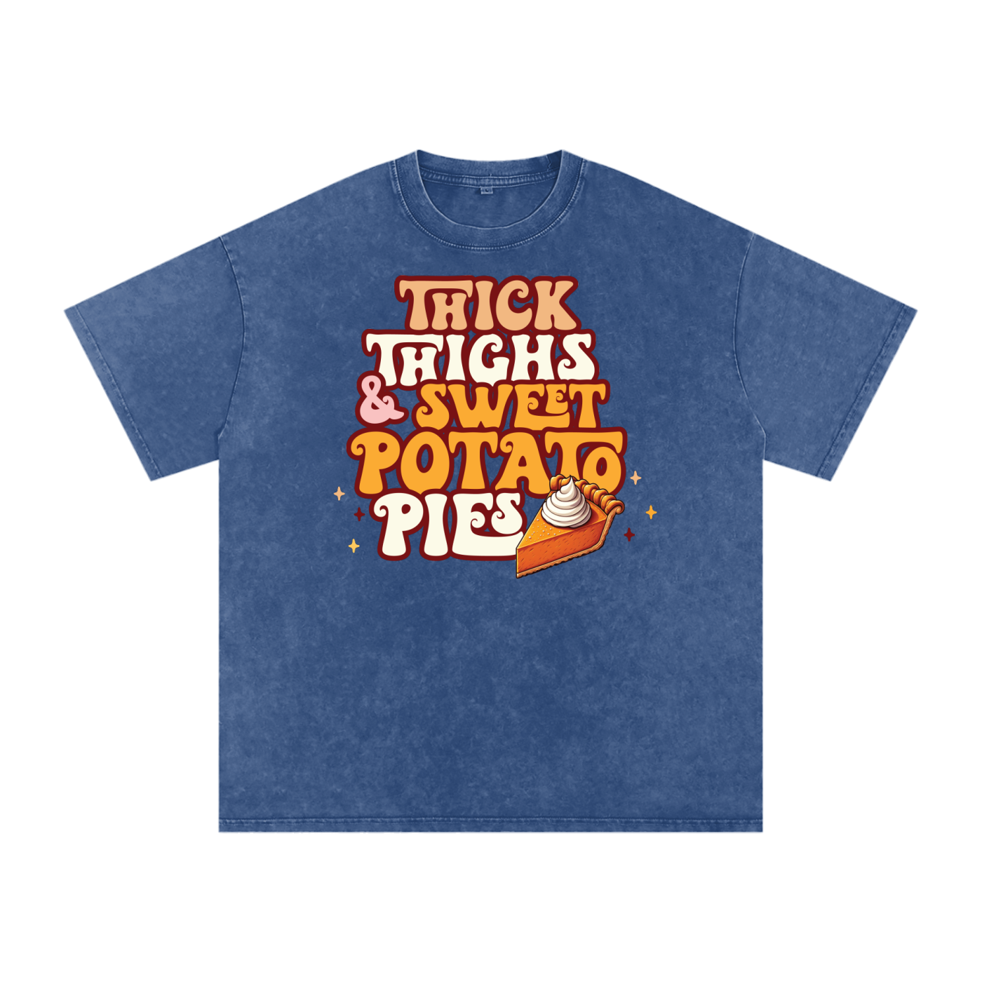 Thick Thighs & Sweet Potato Pies Snow Washed Oversized Cotton T-Shirt