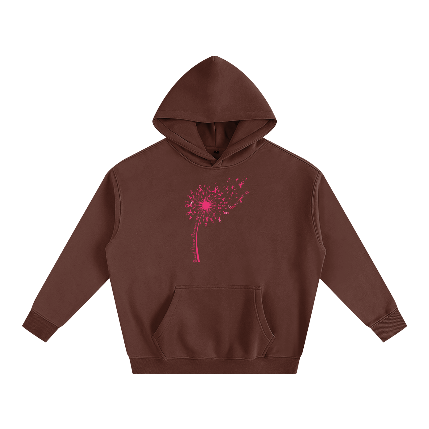 Dandelion Breast Cancer Wish Oversize Fleeced Hoodie