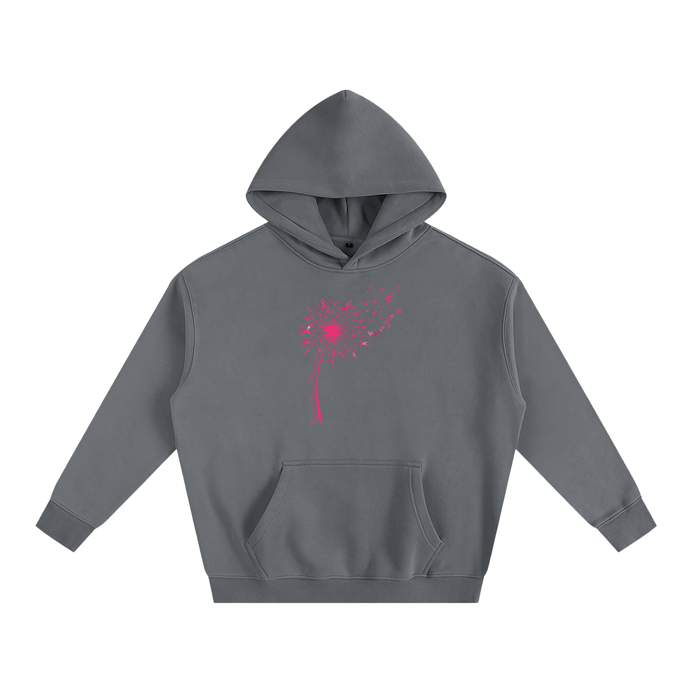 Dandelion Breast Cancer Wish Oversize Fleeced Hoodie