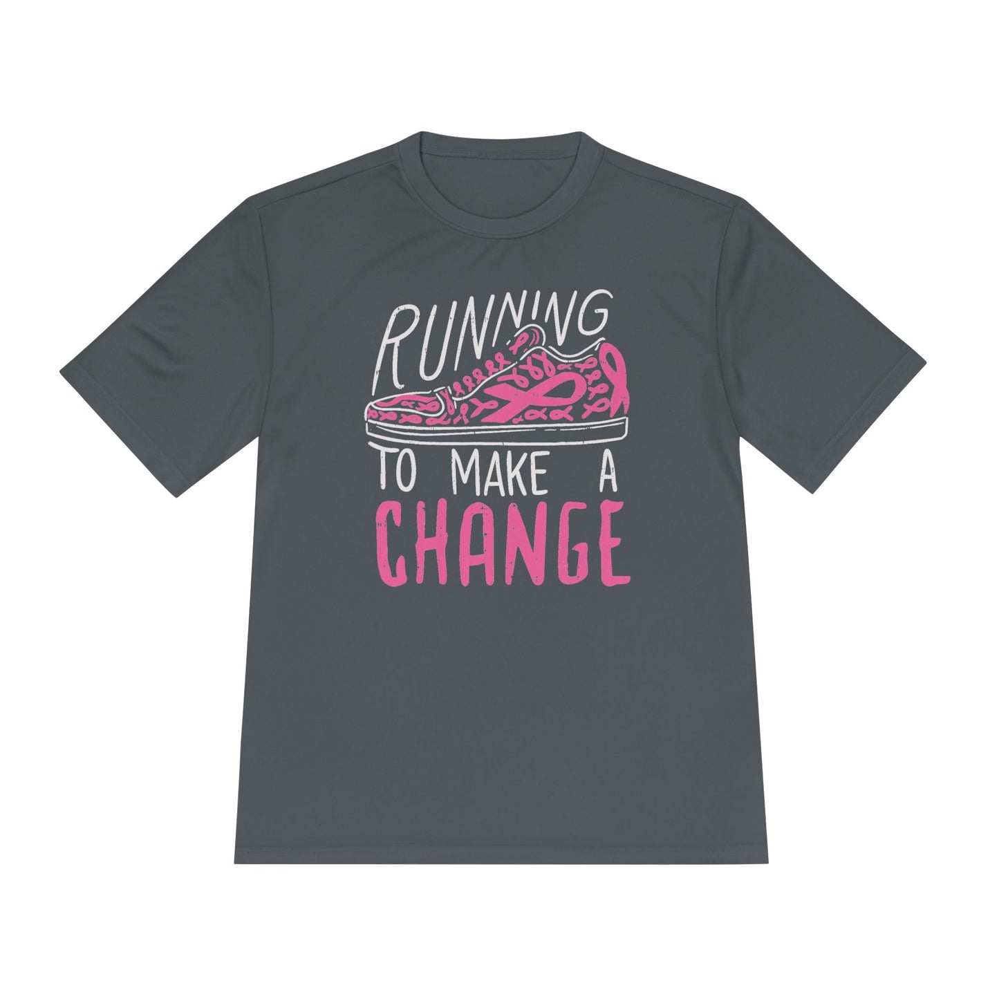 Running to Make a Change Unisex Moisture Wicking Tee, Fitness Tee, Activewear T-Shirt, Sports Apparel, Workout Shirt, Gift for Runners
