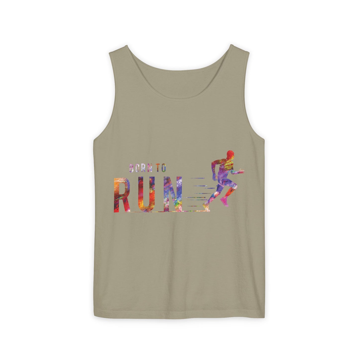 Born to Run Unisex Garment-Dyed Tank Top, Fitness Apparel, Running Gift, Athletic Wear, Casual Summer Top, Workout Clothing