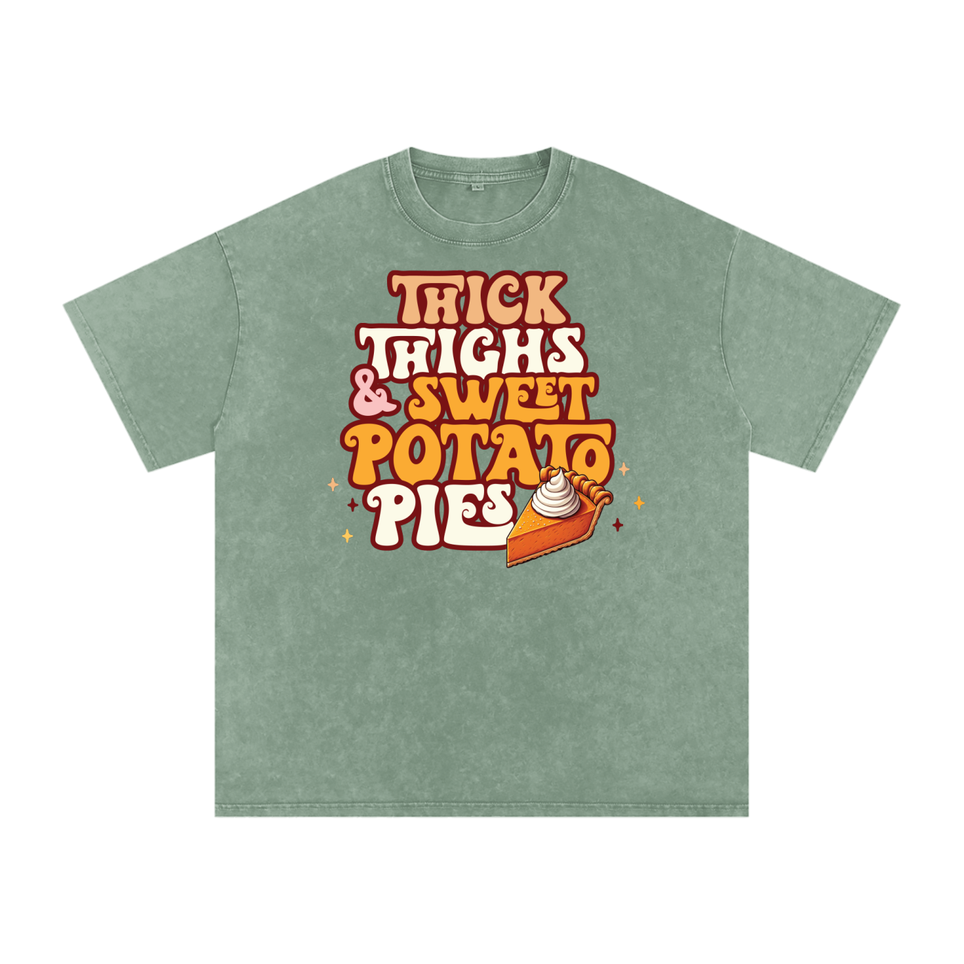 Thick Thighs & Sweet Potato Pies Snow Washed Oversized Cotton T-Shirt
