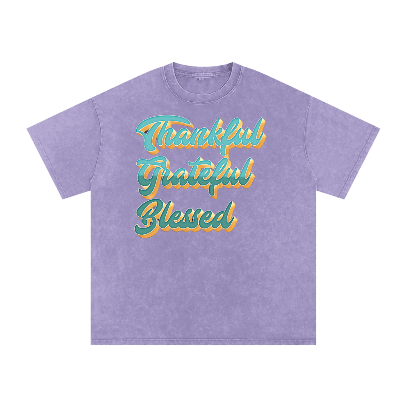 Thankful Grateful Blessed Snow Washed Oversized Cotton T-Shirt