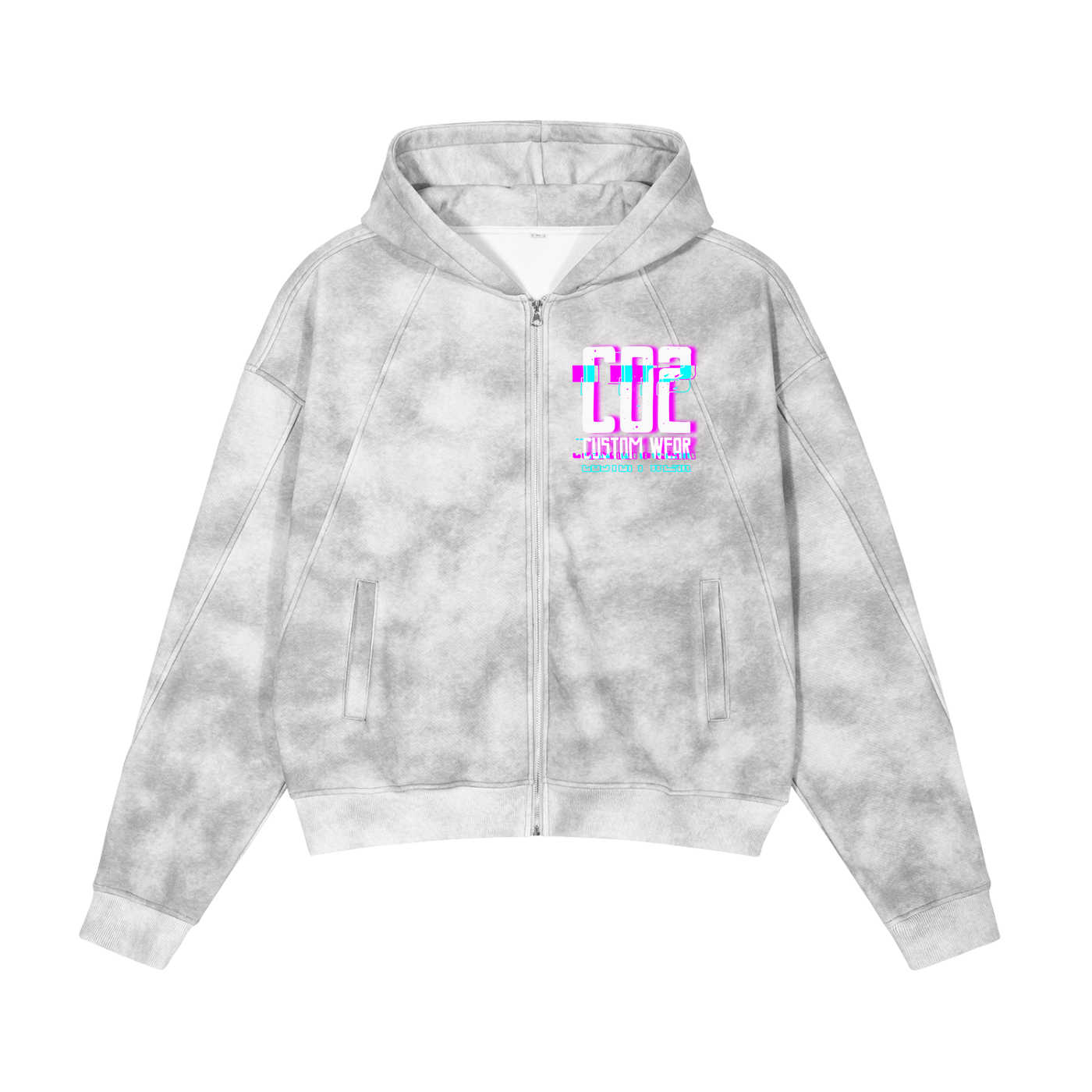 CO2 Dirty Washed Zip-Up Fleece Hoodie